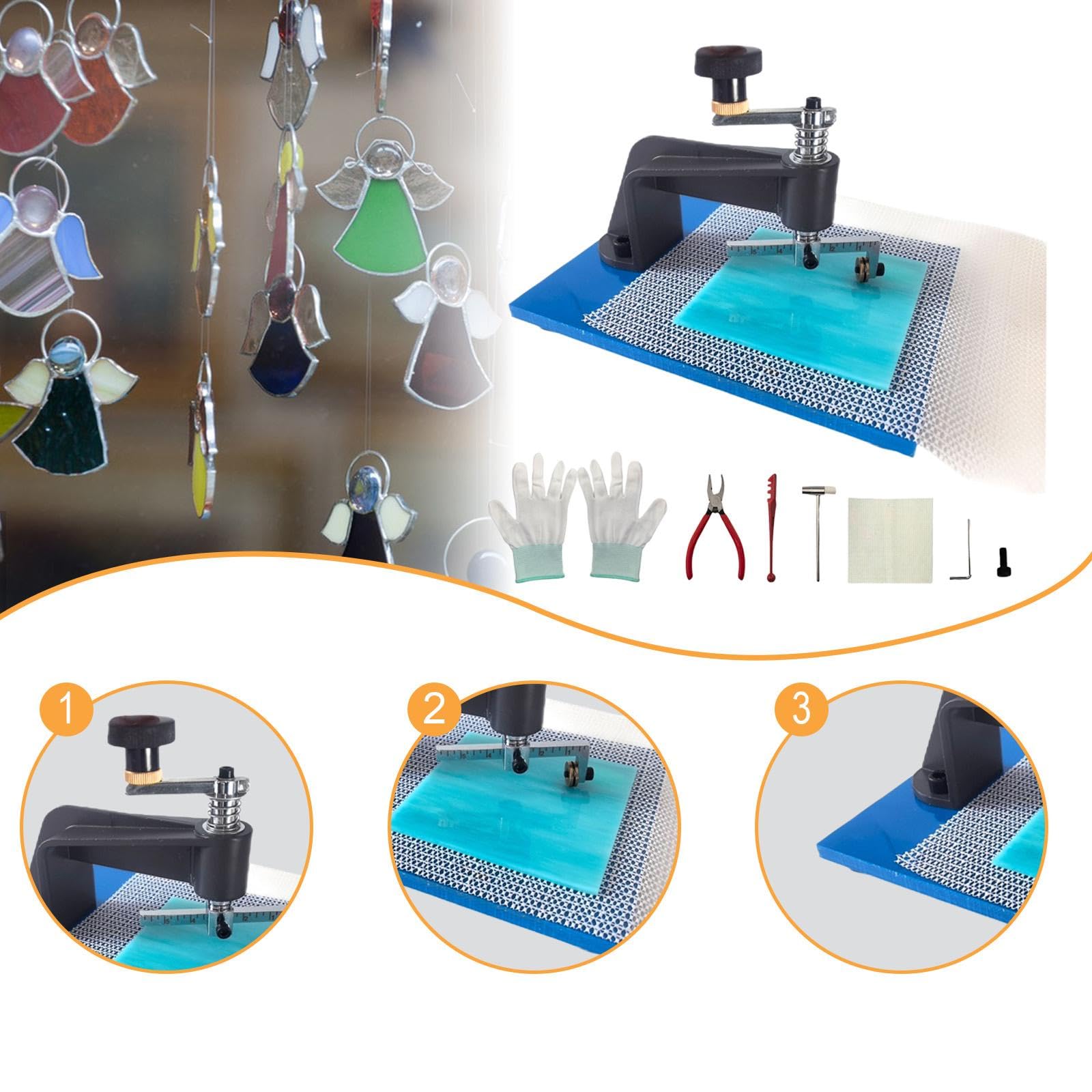Tagliavetro Circolare con Distribuzione Precisa Della Pressione, Design Ergonomico, Piastra, Pinze E Tappetino Antiscivolo per Hob