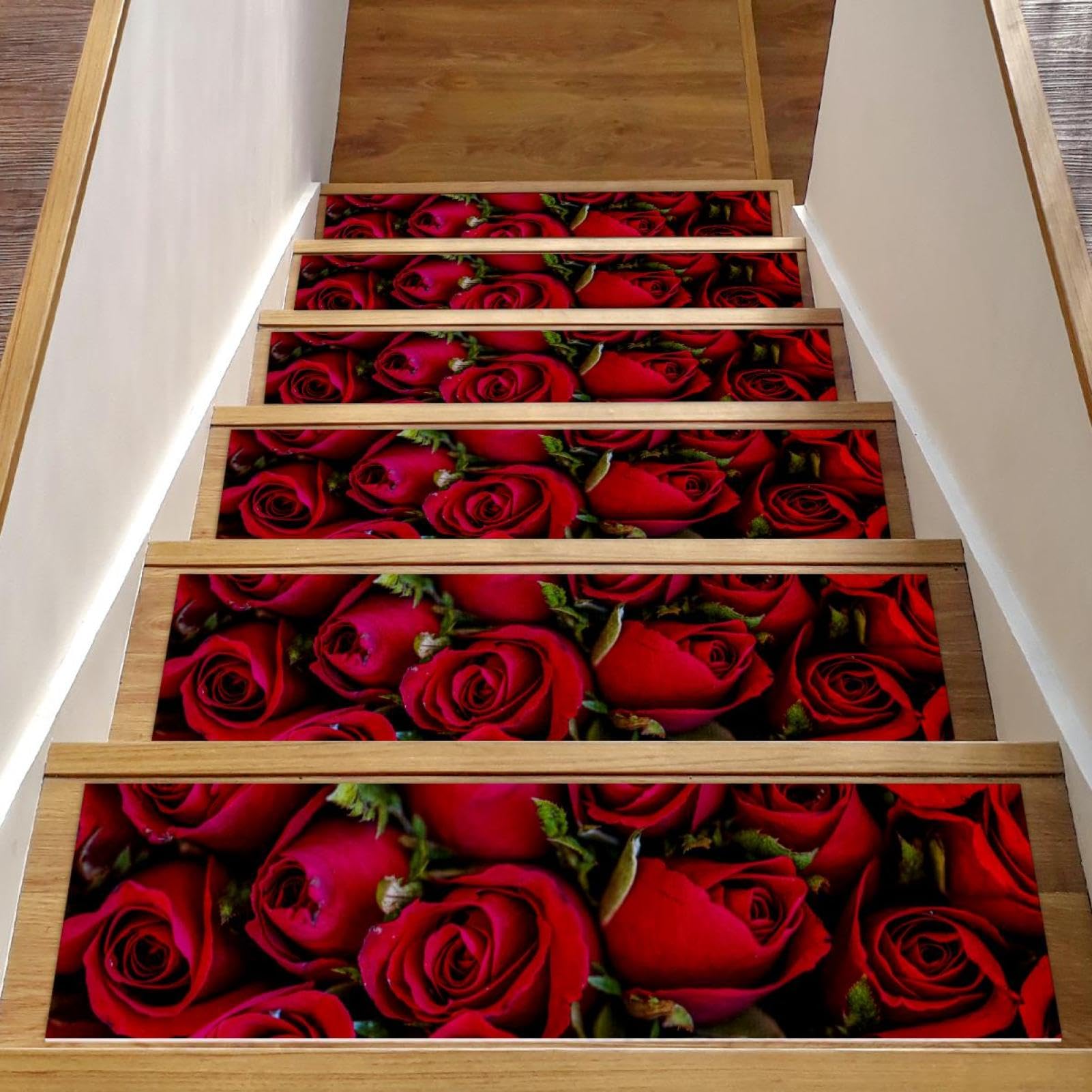 Alfombra para peldaños de madera Rose Love para la seguridad de niños y perros