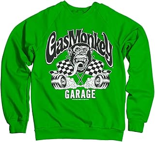 Gas Monkey Garage Officiellement sous Licence Burning Wheels Sweatshirt (Vert)