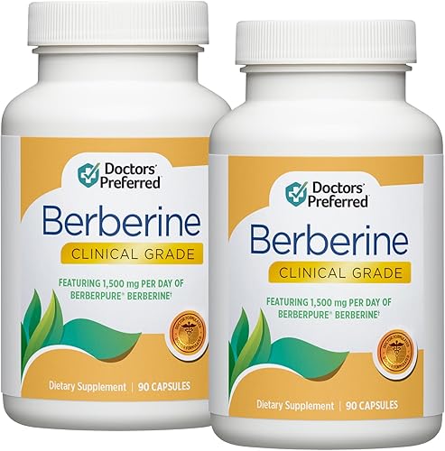 DOCTORS' PREFERRED Suplemento de grado clínico de berberina, formulado por médicos, 1500 mg por porción diaria  180 unidades