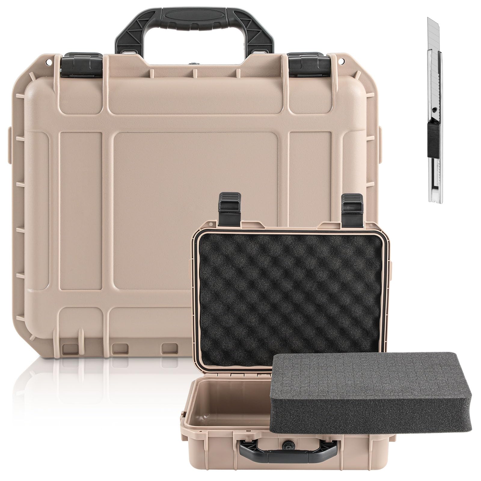 Relaxweex 16.3 x 12.4 x 6.5 Inch Hard Case, Grid Shell, Tan