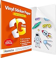 Vista 1 de Papel adhesivo de vinilo, papel adhesivo de vinilo imprimible brillante para impresora láser, secado rápido, resistente al agua y a los arañazos