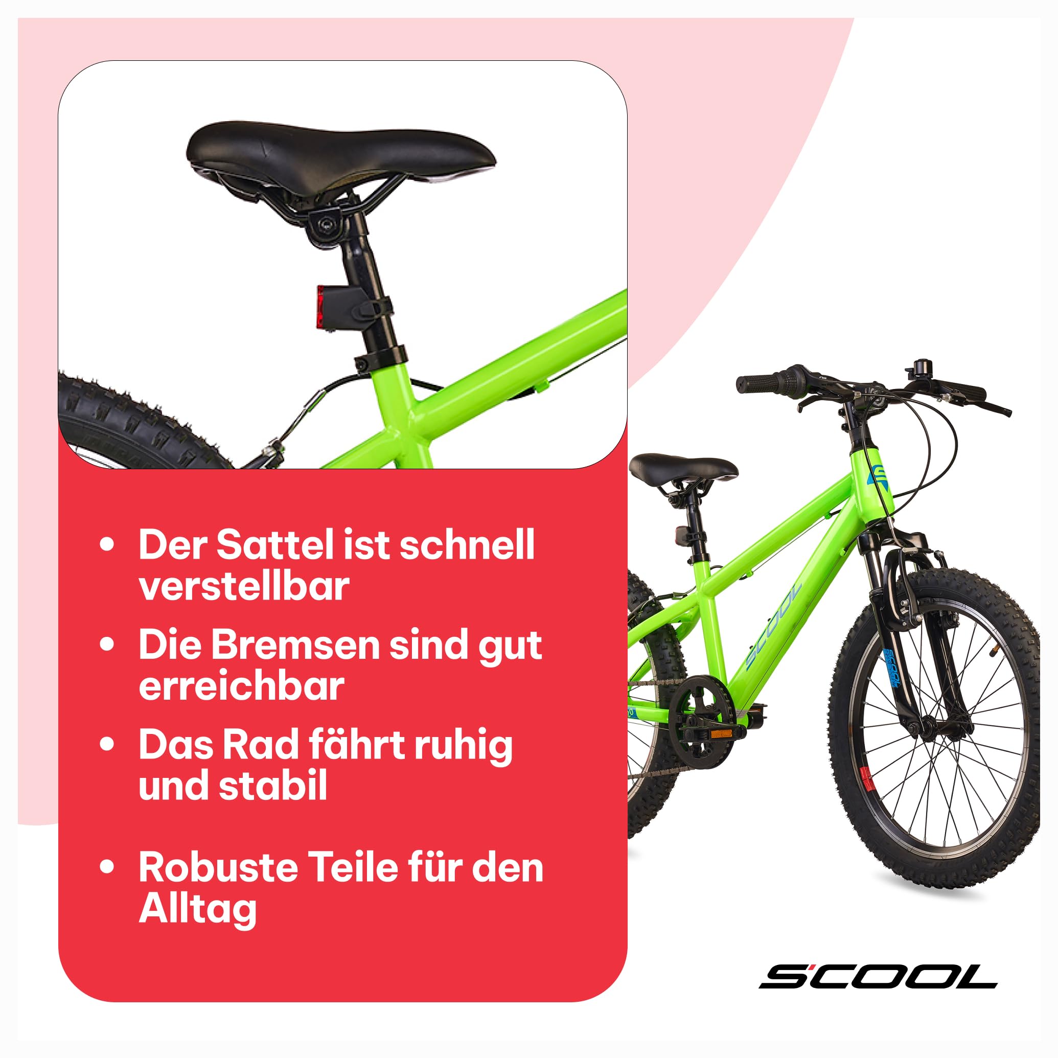 S’COOL Kinderfahrrad 20, 24, 26 Zoll, 6-Gang Kettenschaltung, Xroc, Körpergröße 115–165 cm, 6–14 Jahre, Gelände & Freizeit, für Jungen & Mädchen