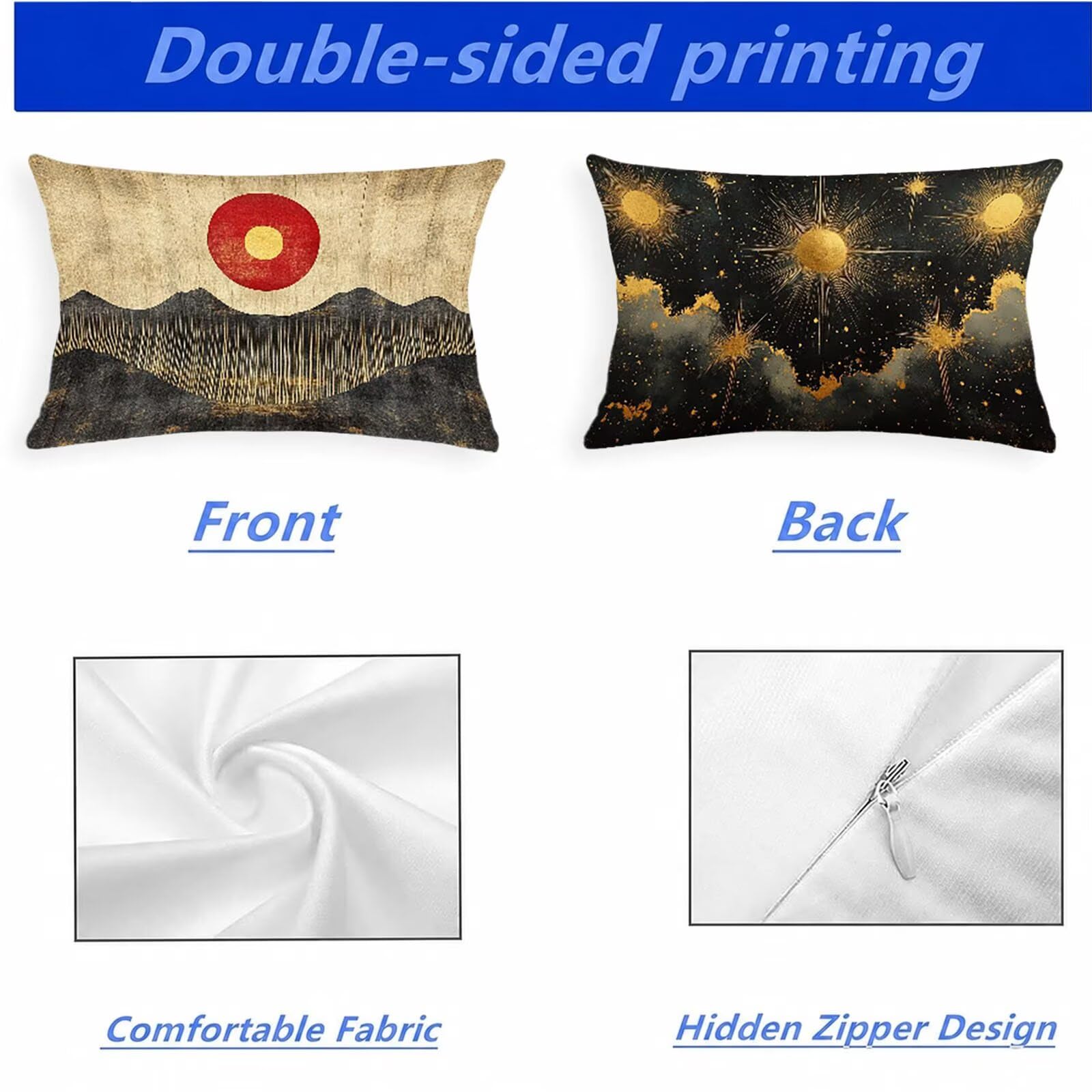 Federe Cuscino 60x80 Set di 2, Nordico Federe Cuscini Divano Lino, Rettangolari Copricuscini 60x80cm Con Cerniera Invisibile, Copricuscino per Camera Letto Casa Decorazioni Regalo, Astratto kj-3415