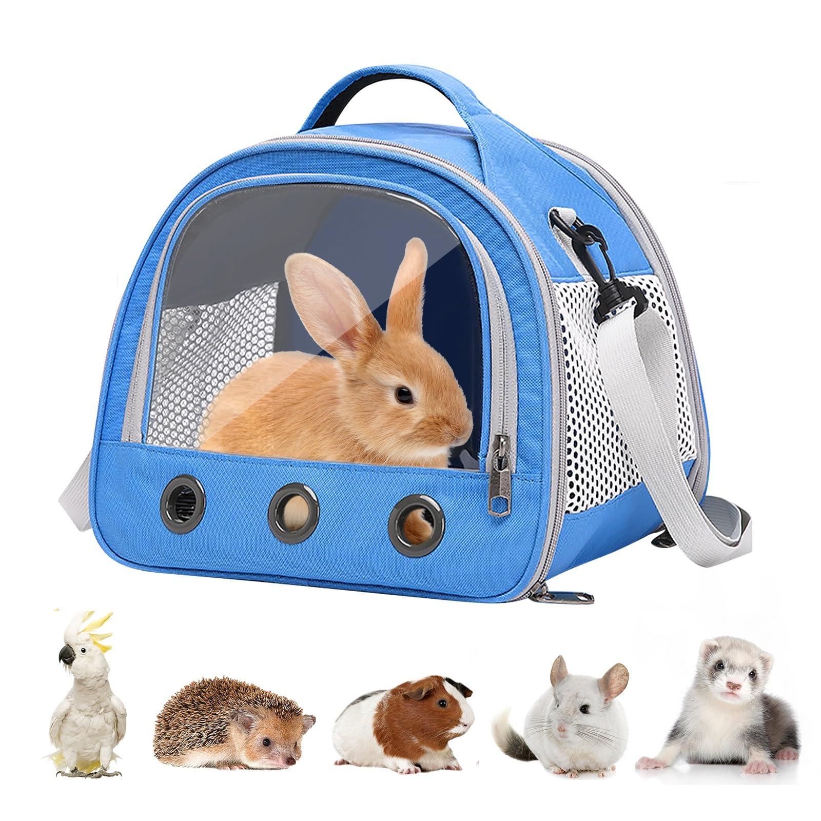 Sac de Transport pour Petits Animaux,Sac Transport Chat Chien,Cage Transport Lapin,Sac Chat Portable,Sac Voyage Chat Pliable,Sac de Voyage pour Animal,pour Oiseaux, Chatons, Chiots, Hamsters,Bleu