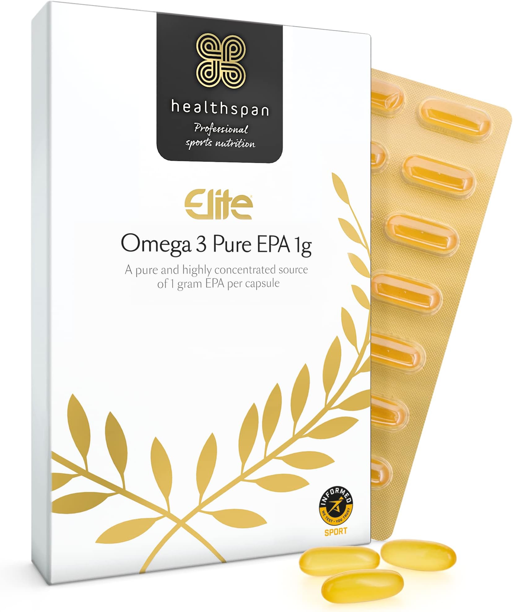 Omega 3 Pure EPA 1g | 60 Capsules | All Blacks Official Partner | Support Brain, Eye & Heart Health | 1,000mg EPA Omega 3 Fatty Acid | Informed Sport Accredited | Lemon Flavoured