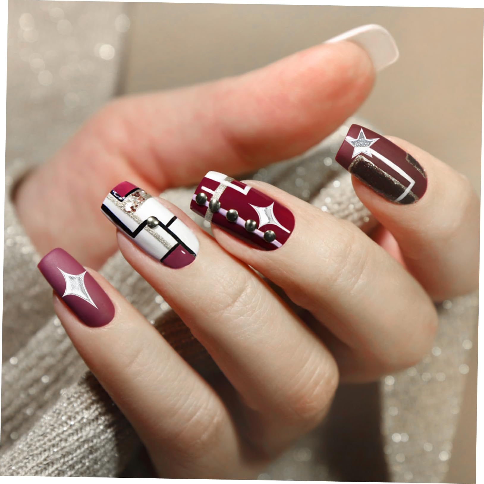 VALICLUD 5 Set Adesivi Per Unghie E Decorazioni Chic Per Nail Art Facili Applicare Per Manicure Casa E Salone 8 Fogli*5