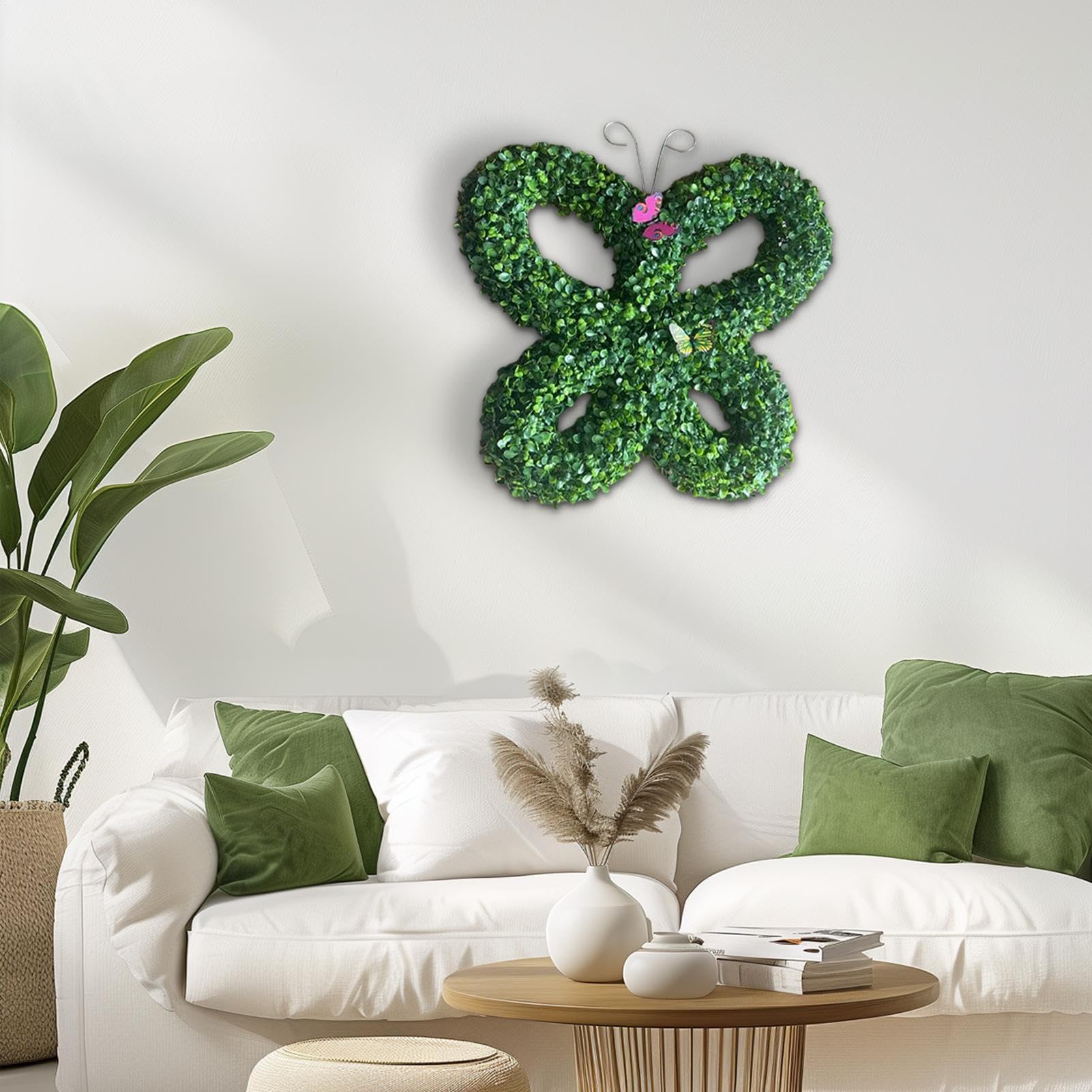 Coronas Verdes para Puerta Principal, Corona de Granja Coronas de Interior | Garland de suministros de con luz LED para entradas, patios, salas de estar