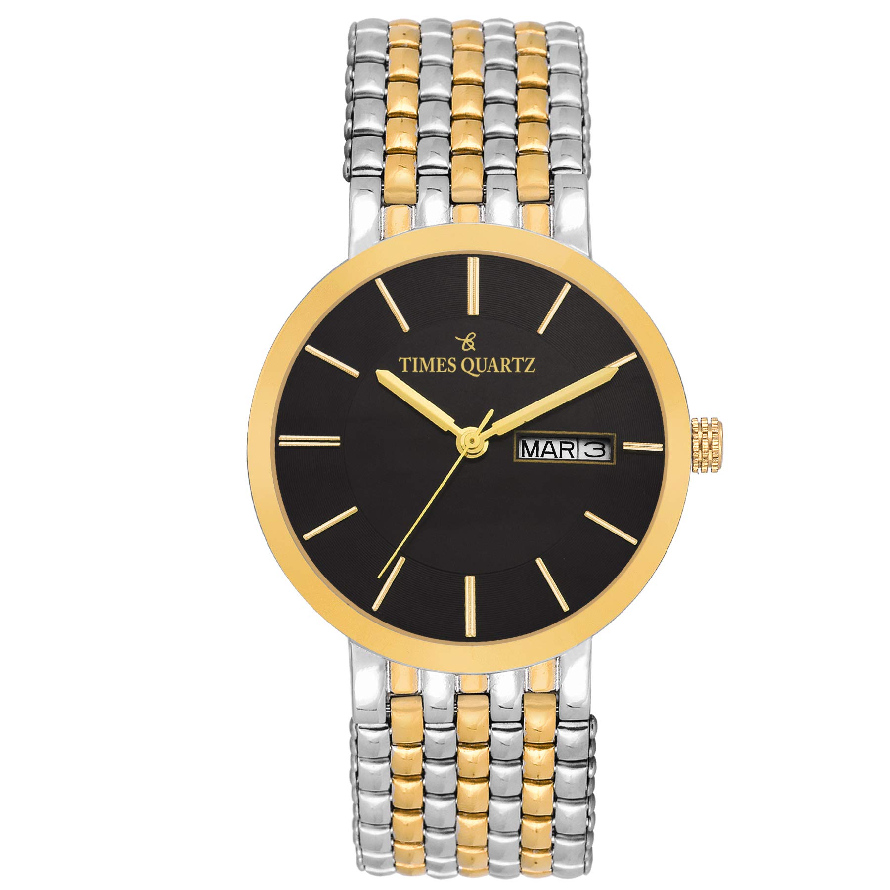TIMESQUARTZ Wrist Watch for Mens Analog Two Tone Black Dial Mens Watch - A 190 (B07MT538BJ) Amazon Price History, Amazon Price Tracker