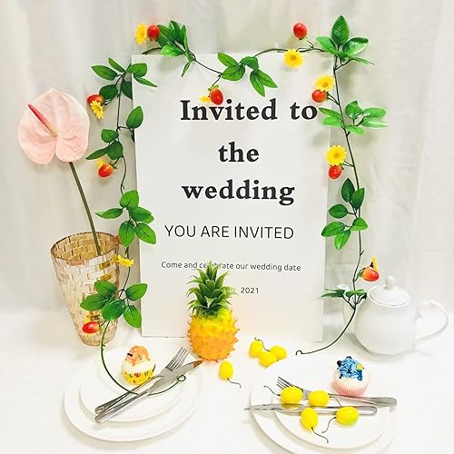 Miniatura 9 de Guirnalda de vid artificial de tomate cherry y flores de 6.6 pies para colgar en San Valentín, boda, cumpleaños, jardín, festival, decoración