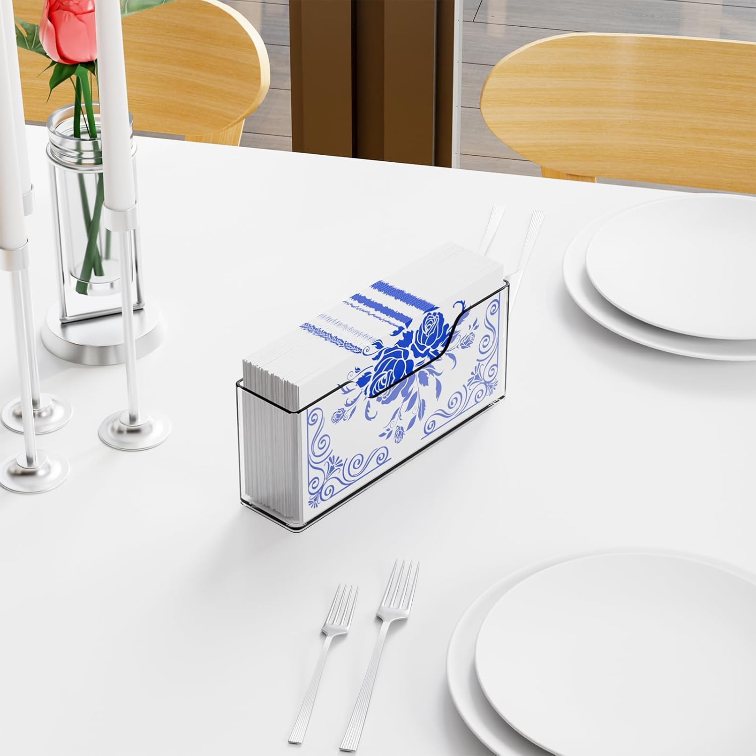 Yieach Acrylic Bathroom Napkin Holder - 9 Inch Long Vertical Guest Towel Holder Tray for Disposable Hand Towel,Clear Lucite Bathroom Napkins Guest Disposable Dispenser for Home,Hotel,Office, Pack of 1 - Image 7