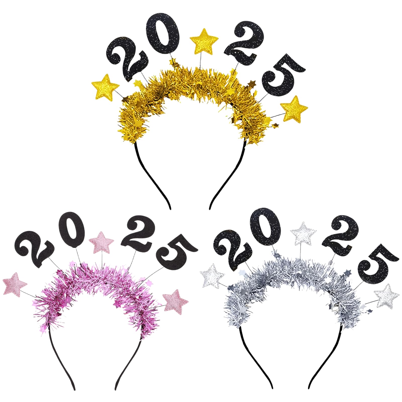 KIPETTO Class of 2025 Graduation Headband Tiara 3Pcs Glitter Sparkles Graduation Hair Accessories Grad Party Favors Supplies