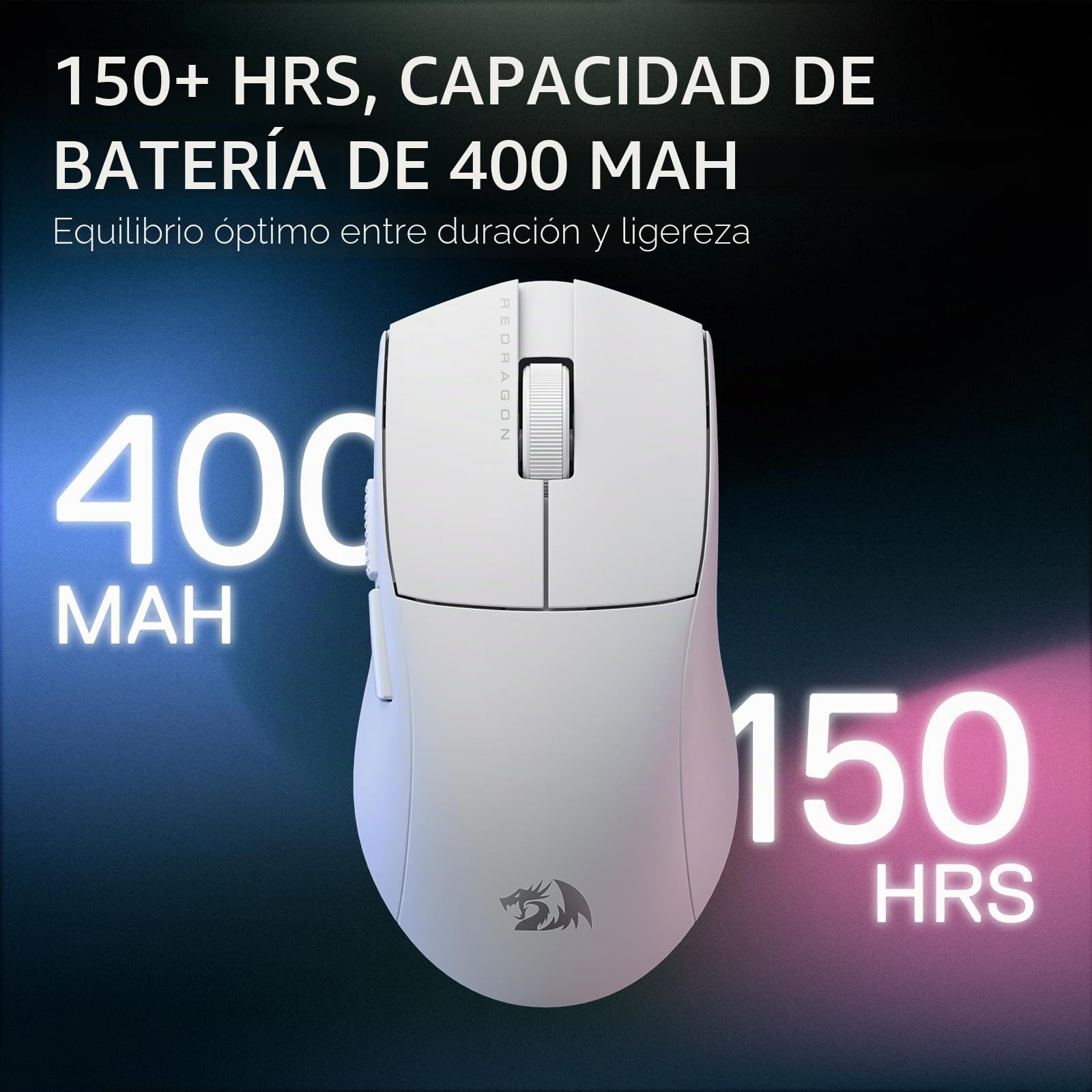 Redragon M916 PRO - Ratón inalámbrico de 3 modos, tasa de sondeo 4K Hype-Speed, 49G ultraligero 26K DPI, construcción ergonómica de agarre natural, botones macro redefinibles