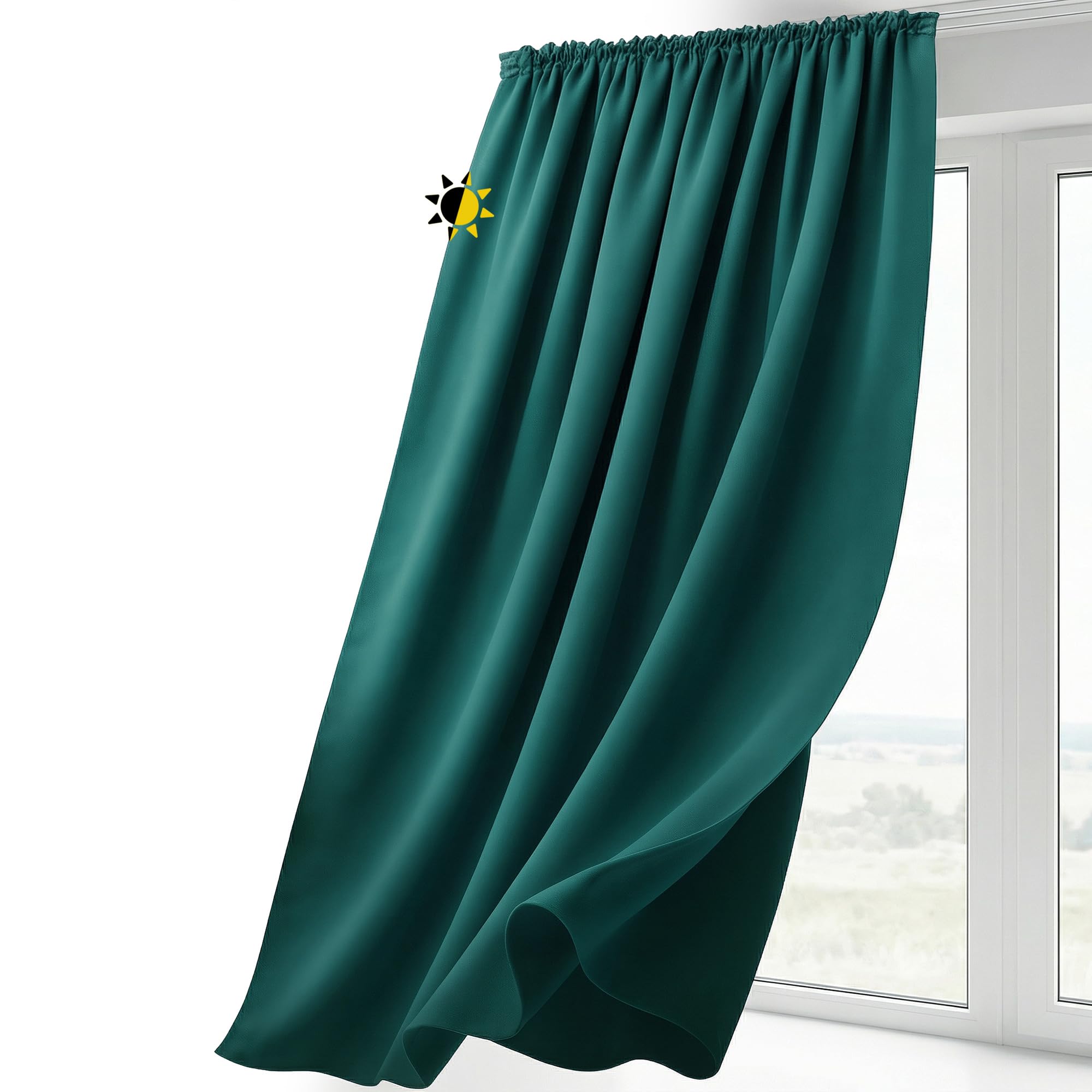 Tenda Oscurante 100% Marrone 134x270cm | Tenda con Occhielli Doppio Strato