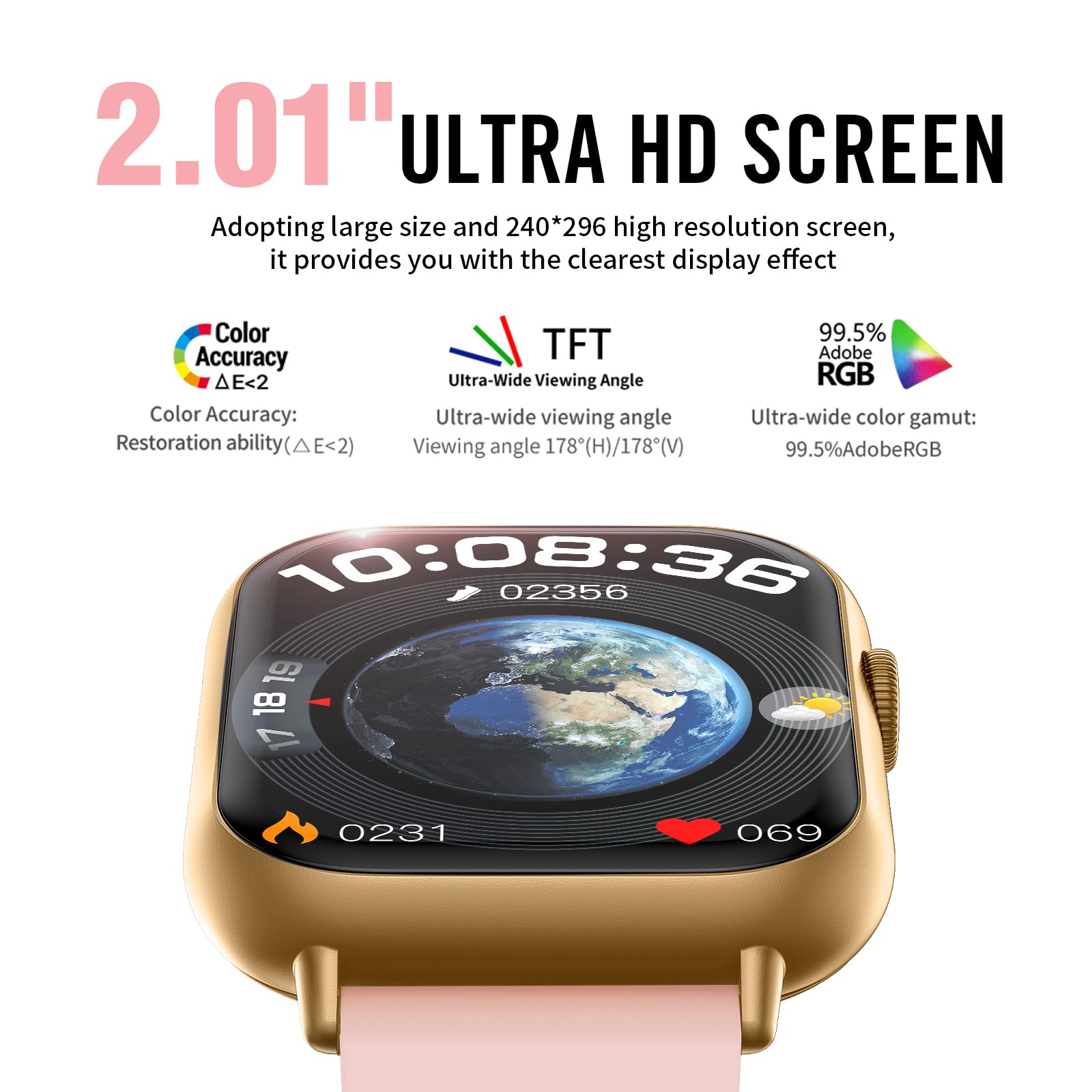 Smart Watches for Men Women (Answer/Make Call), 2.01" HD Screen Fitness Tracker Watch with Blood Pressure/Heart Rate/Sleep Monitor, Smart Watch for Android iOS Phones, IP67 Waterproof Sport Watch