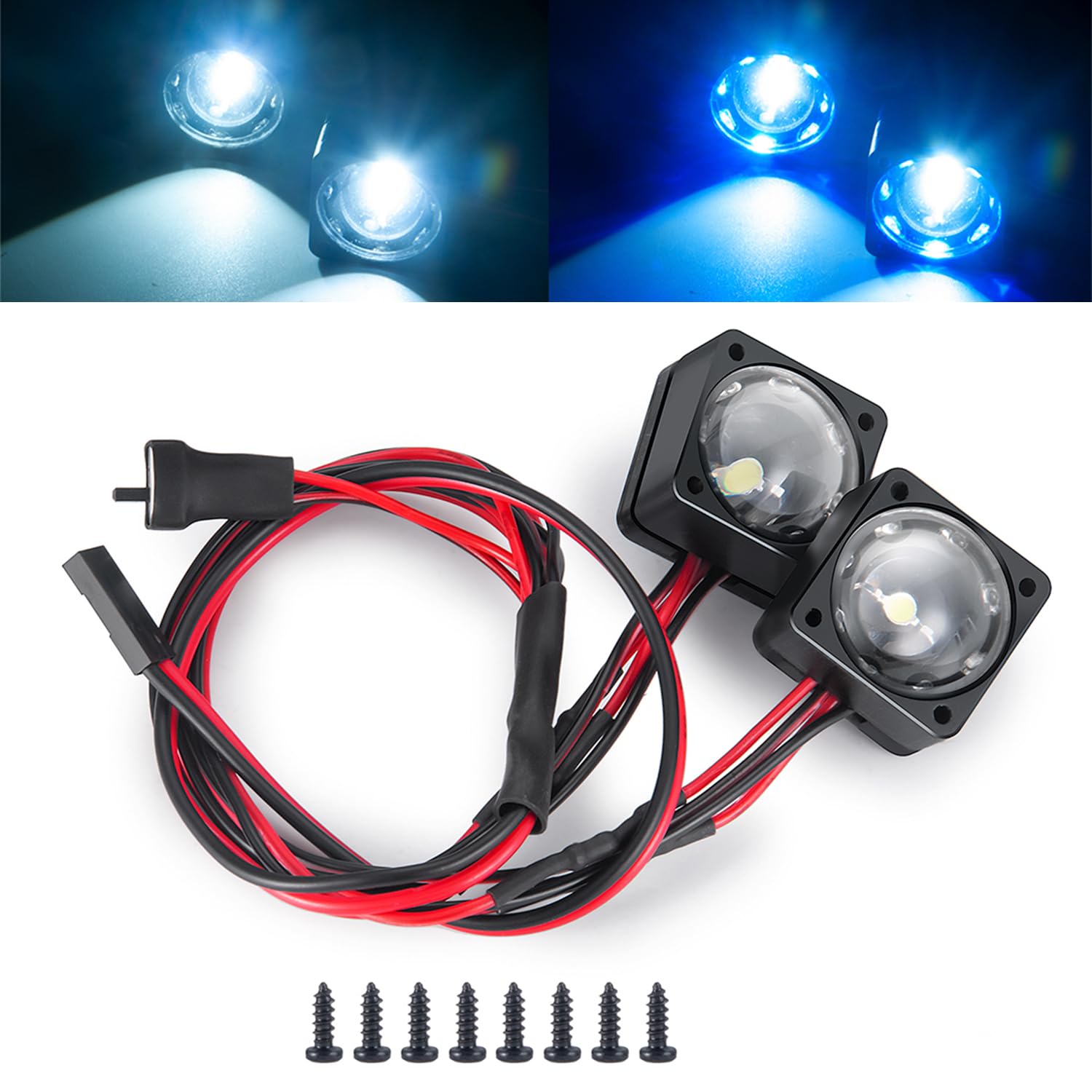 QUPA AM STORE 2 LEDs Angel Eyes LED Light Headlight for VP VS4-10 Phoenix 1/10 RC Off-Road Car(Blue and White)