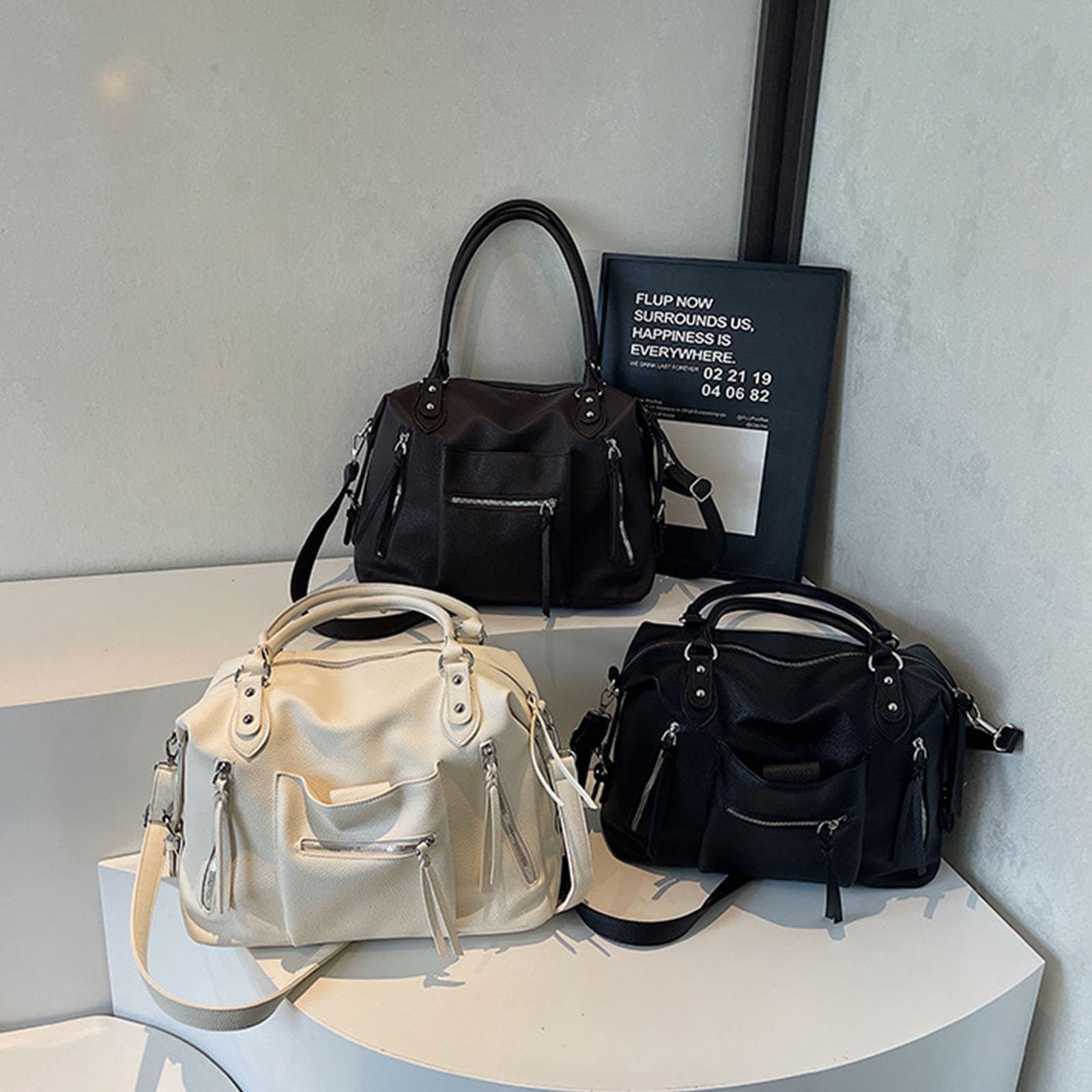 Elegante bolso de mano de piel sintética para mujer, con correa ajustable, bolso cruzado casual para axilas