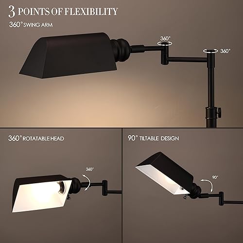 Miniatura 2 de O'Bright Arcadia - Lámpara de pie de farmacia, atenuación de rango completo, lámpara de trabajo con brazo oscilante, enchufe E26, bombilla