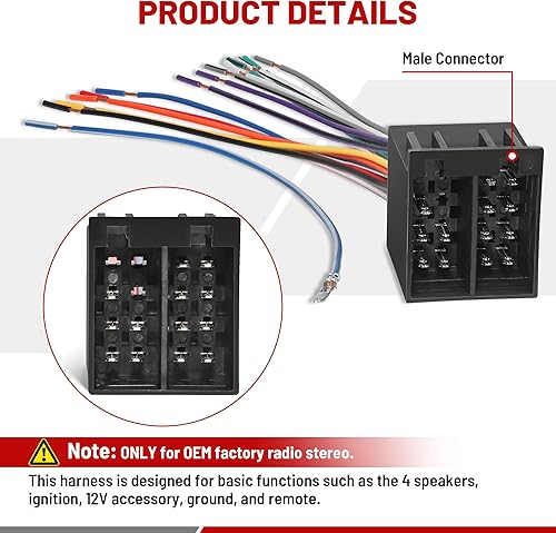 Miniatura 5 de RED WOLF Reemplazo del arnés de cableado ISO estéreo de radio de coche para Volkswagen VW, Audi 1998-2005 Mercedes-Benz C, Pontiac 2004-2006 GTO CD