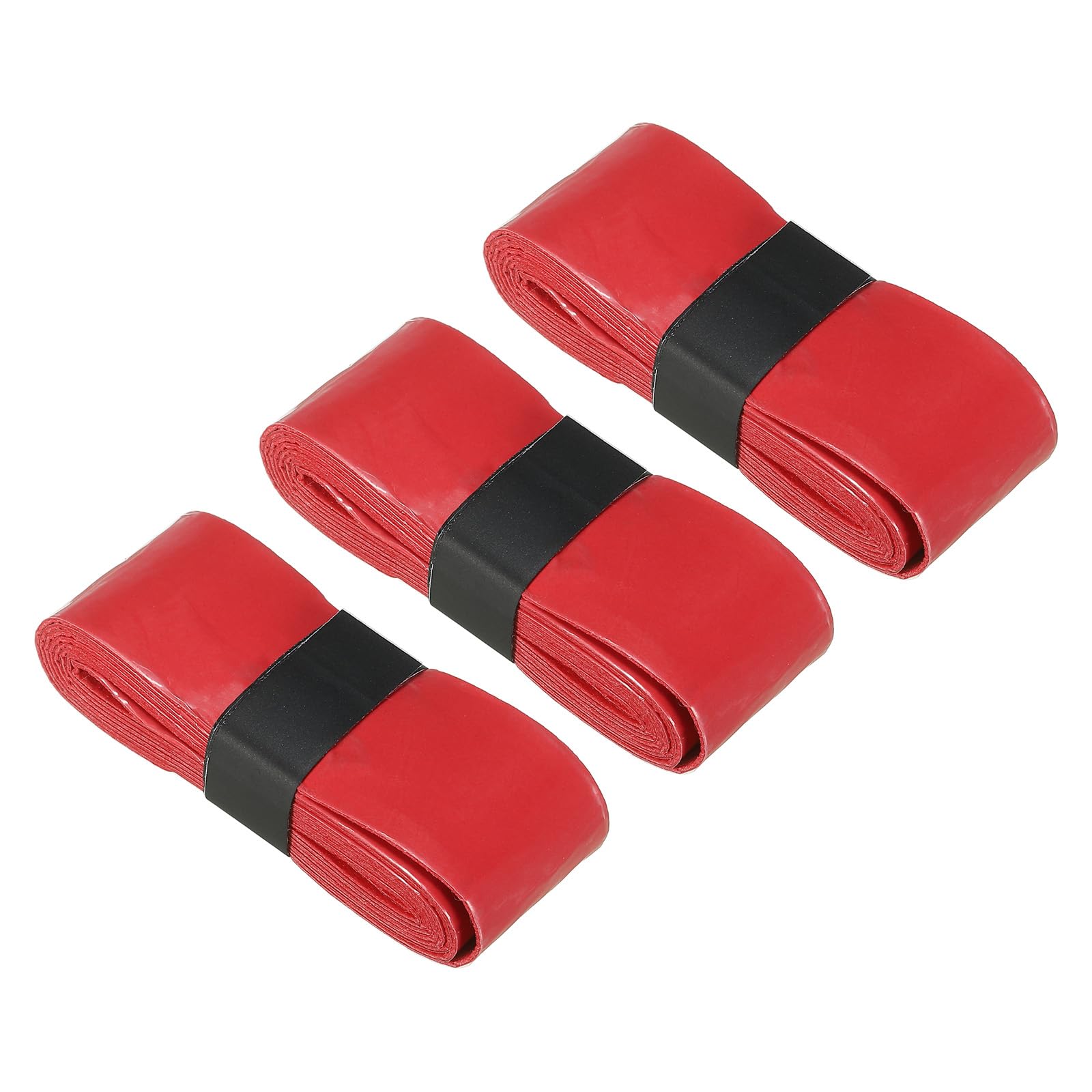 PATIKIL Tennis Racket Grip Tape, 3 Pack PU Racquet Overgrip with Damping Ridges Anti-Slip Absorbent Perforated Handle Grip Flat Adhesive for Badminton Pickleball Fishing Rod, Red