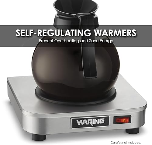 Miniatura 4 de Waring Commercial WCW10 Café Deco - Calentador de jarra de café individual, 120 V, enchufe de 5 a 15 fases, quemador individual plateado