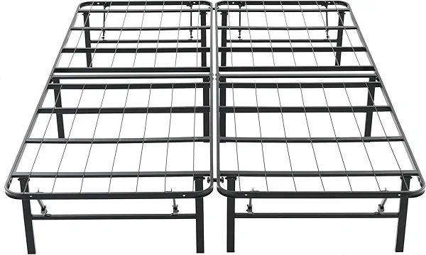 Hercules Folding Metal Bed Frame, 14" Platform Mattress Foundation, No Box Spring Needed, Queen