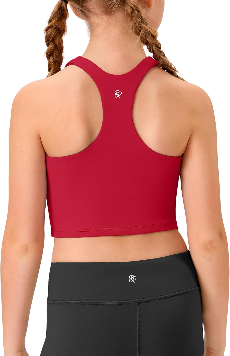 Girls Racerback Crop Tank Tops Double Lined Athletic Workout Shirts for Kids Teens Dance Gymnastics Activewear