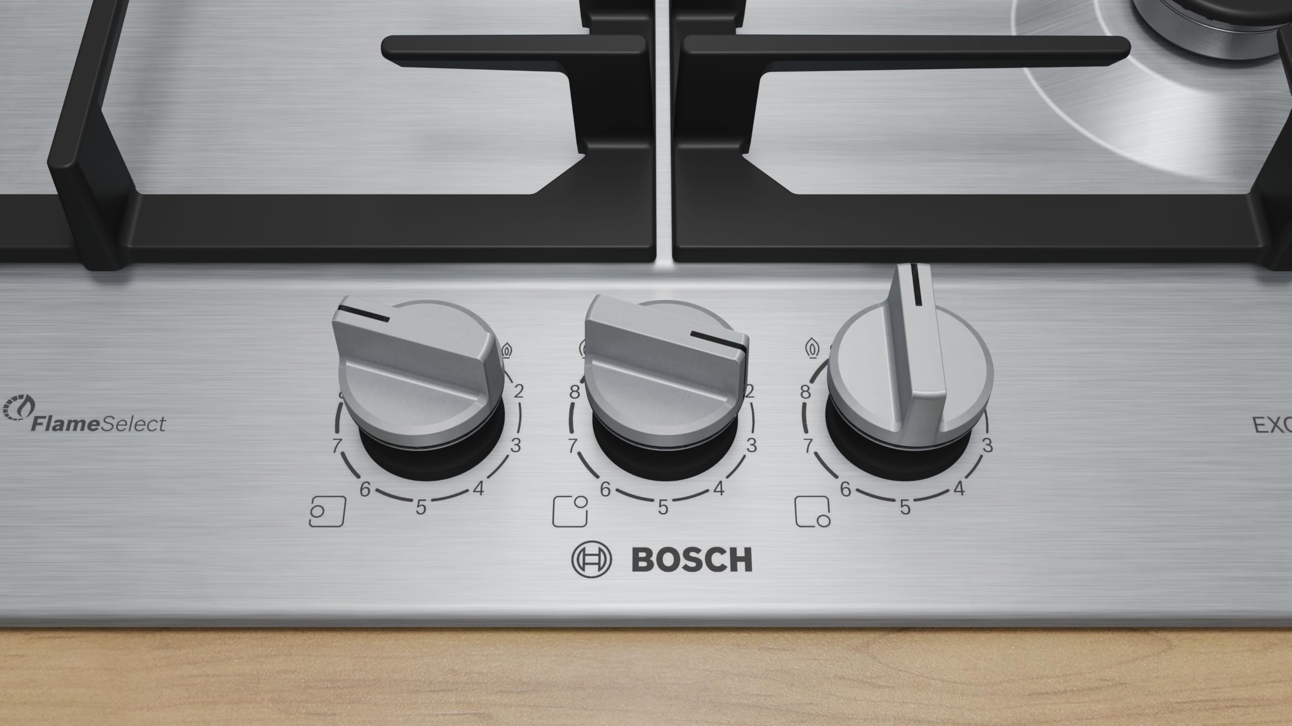 Bosch PCC6A5I90, Série 6, Plaque gaz, 3 feux, 60 cm, Inox