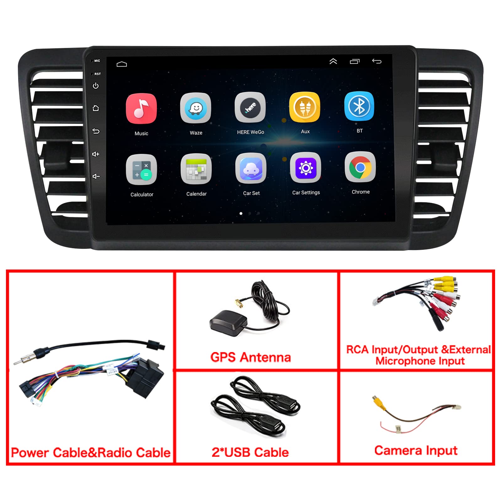 LEXXSON Carplay Radio para la Radio Android Subaru Outback 2004-2009 con Pantalla táctil GPS WiFi Integrado Bluetooth Control del Volante USB Player 2G DDR3 + 32G NAND