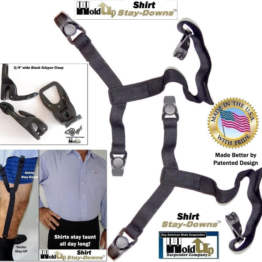 Hold-Ups® Stay-downs Dress Shirt Stays with USA Patented No-slip® Clips