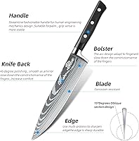 Vista 3 de MDHAND Professional Chef Knife Set with Roll Bag, 9PCS Japanese Kitchen Knife Set with Sharpener, High Carbon Stainless Steel Kitchen Knives