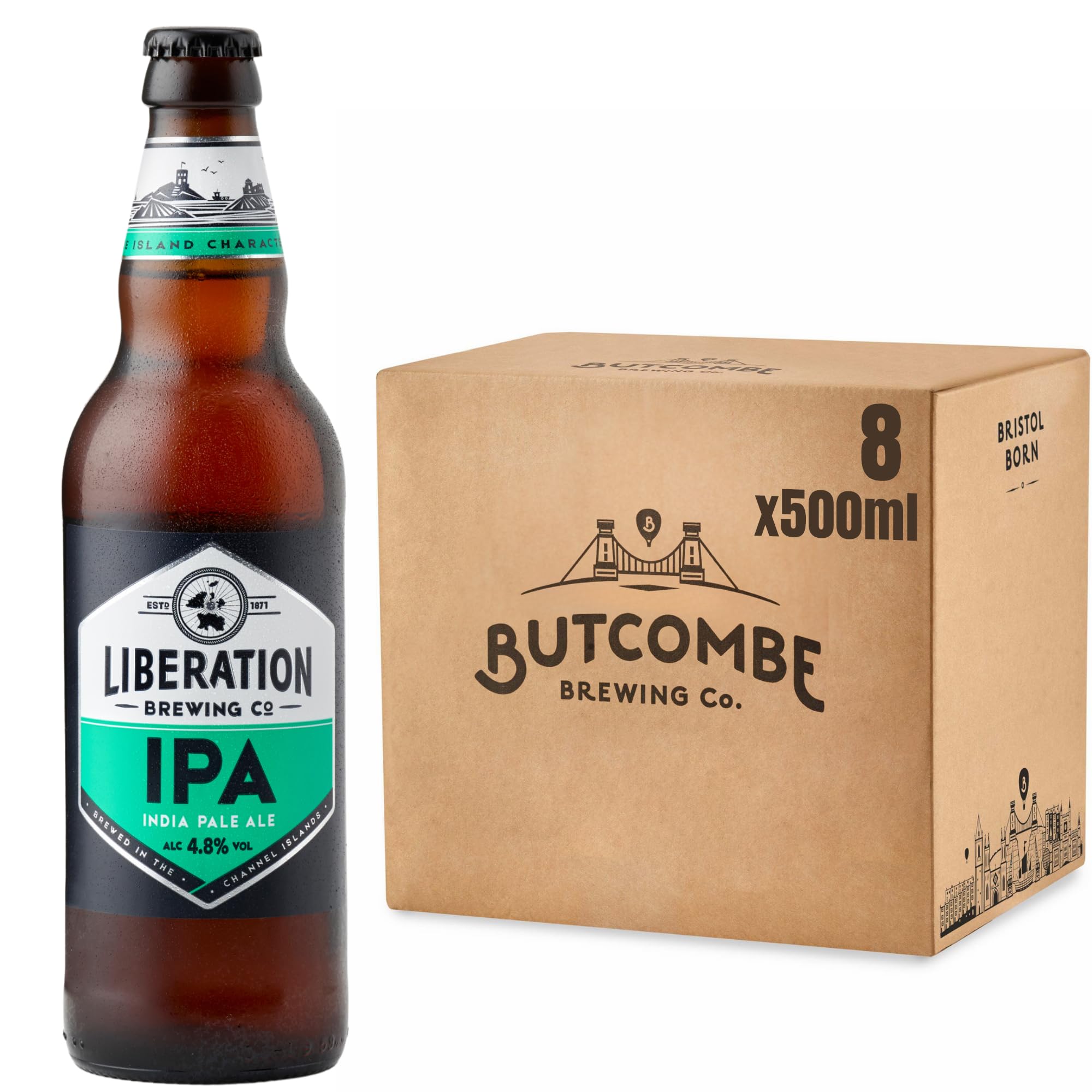 Butcombe Brewery, Liberation IPA Beer Bottles, Vegan Friendly, Crisp, Balanced, Crafted with Finest Hops and Malts, 8 x 500ml