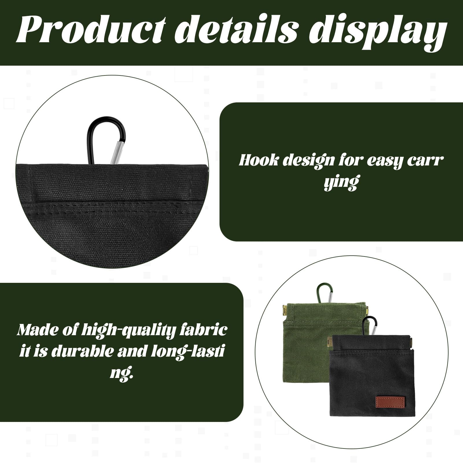 2Pcs Small Dog Treat Pouches,Treat Pouch for Dog Training,Dog Treat Bag Pouch,Puppy Treat Pouch with Carabiner,Dog Treat Bags for Walking Training for Pet Puppy Travel or Outdoor Use(Green+Black) - Image 3