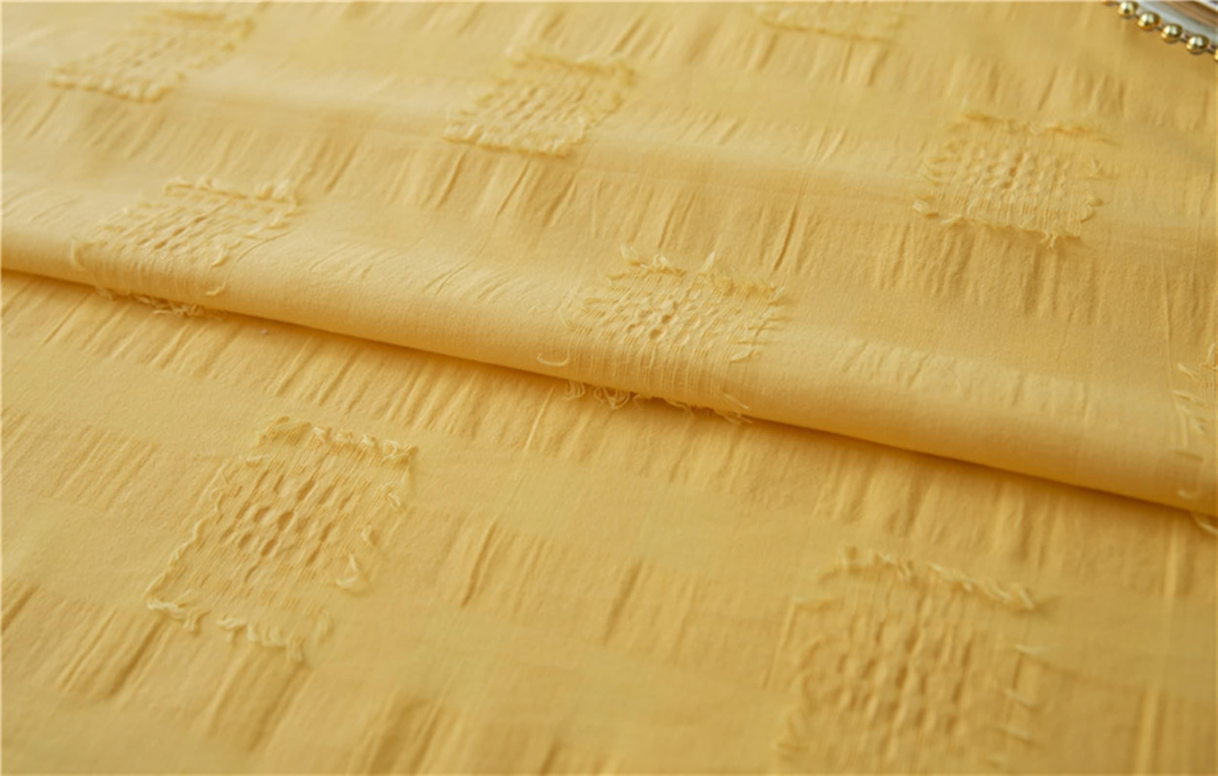 Tablecloth żółty, bawełniany obrus jednokolorowy z aksamitną piłką obrus zmywalny, prostokątny, 140 x 200 cm