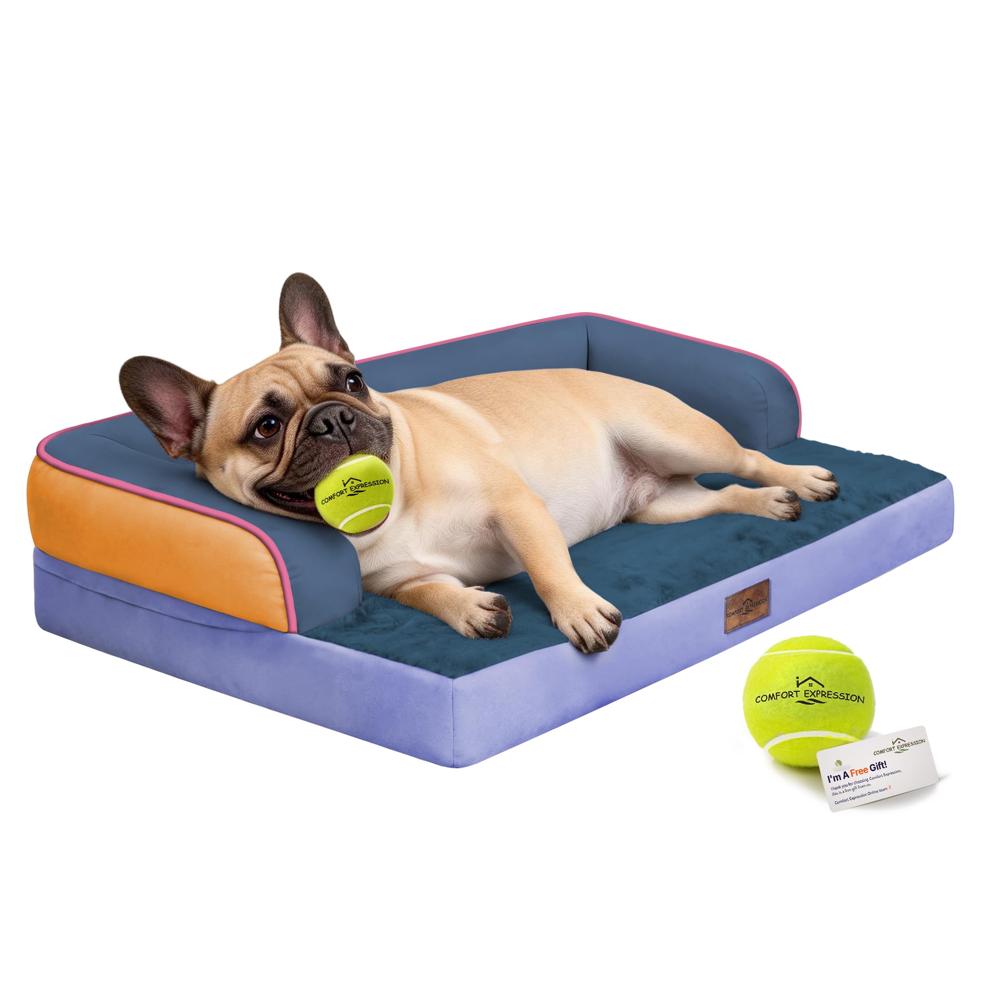 Comfort Expression Washable Dog Bed with Bolster for Medium to Large Dogs