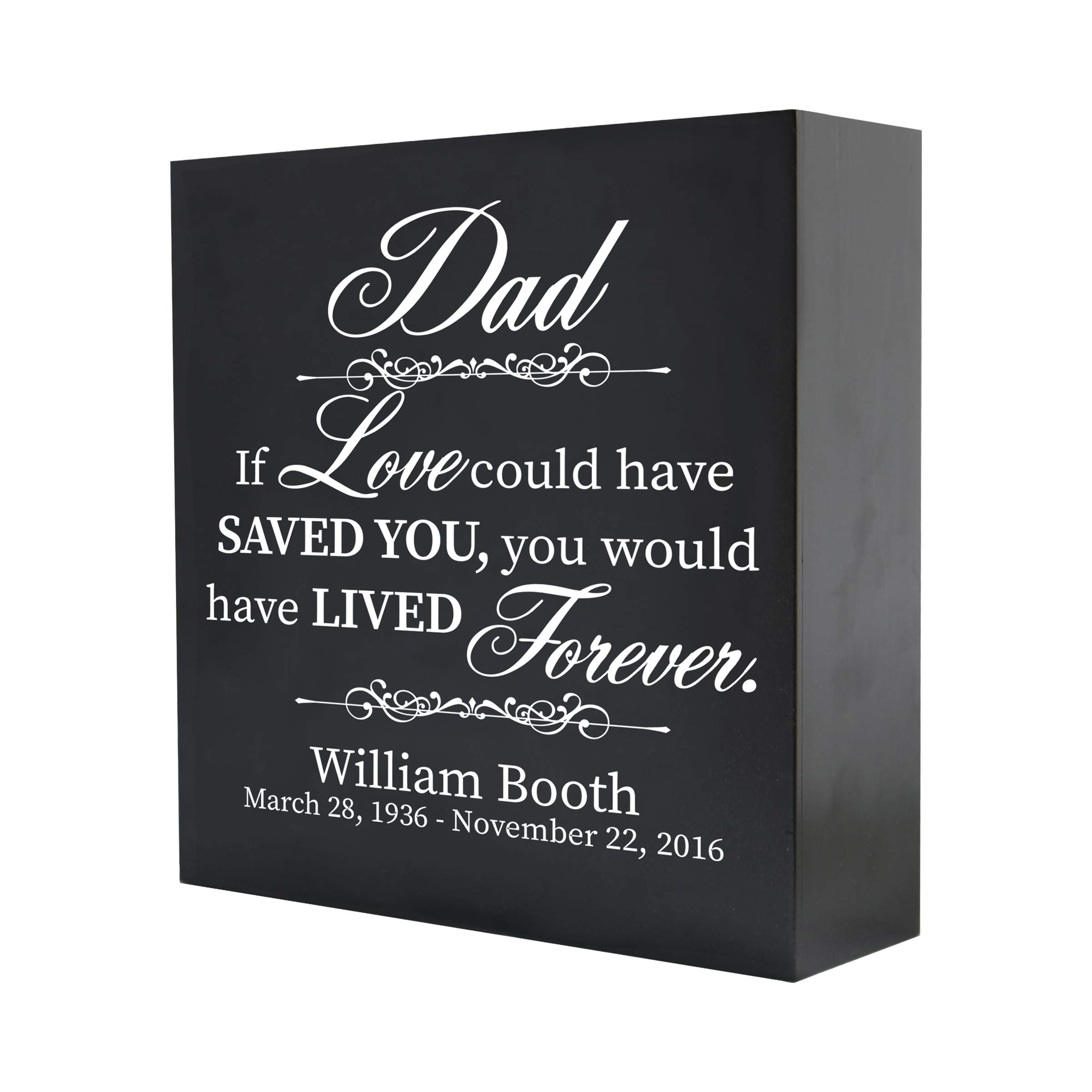 LifeSong Milestones Custom Memorial 10x10 Shadow Box Urn Home Decor for Loss of Loved One Dad, If Love Could Remembrance Funeral Condolence Gift (Black)