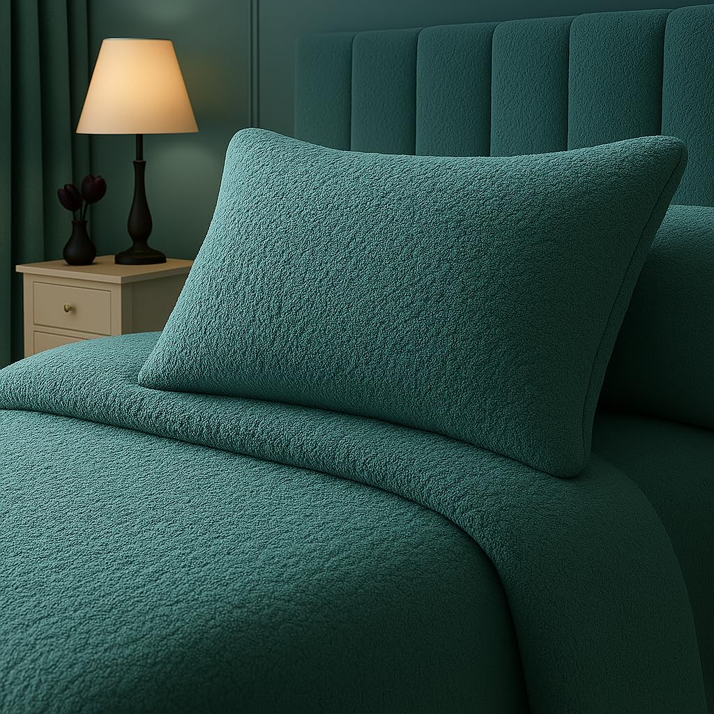 Nightzone Teal Night Zone Teddy Bear Pair Pillowcases Warm Cosy Soft Plush Fleece Pillow Case (Teal)