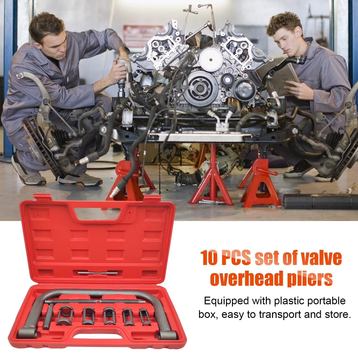 Kit Leve-soupape YUANYUU 12 Pièces - Compresseur Ressort Soupape Universel + 5 Adaptateurs - Pour Voitures, Motos