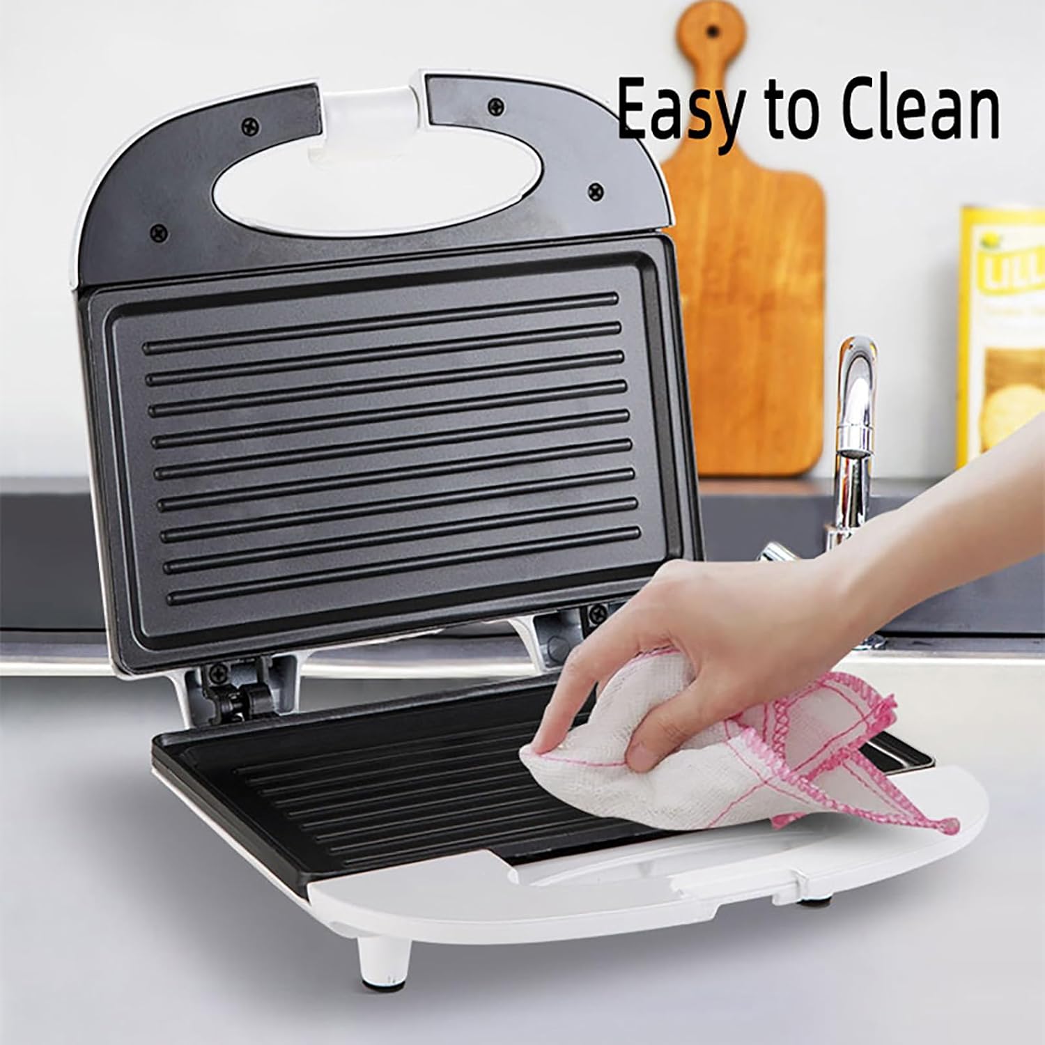 Sandwich Maker, Panini Press Sandwich Maker with Nonstick Surface Breakfast Sandwich Maker Witn Indicator Light Cool Touch Handle, for Breakfast Grilled Cheese Egg Bacon Steak