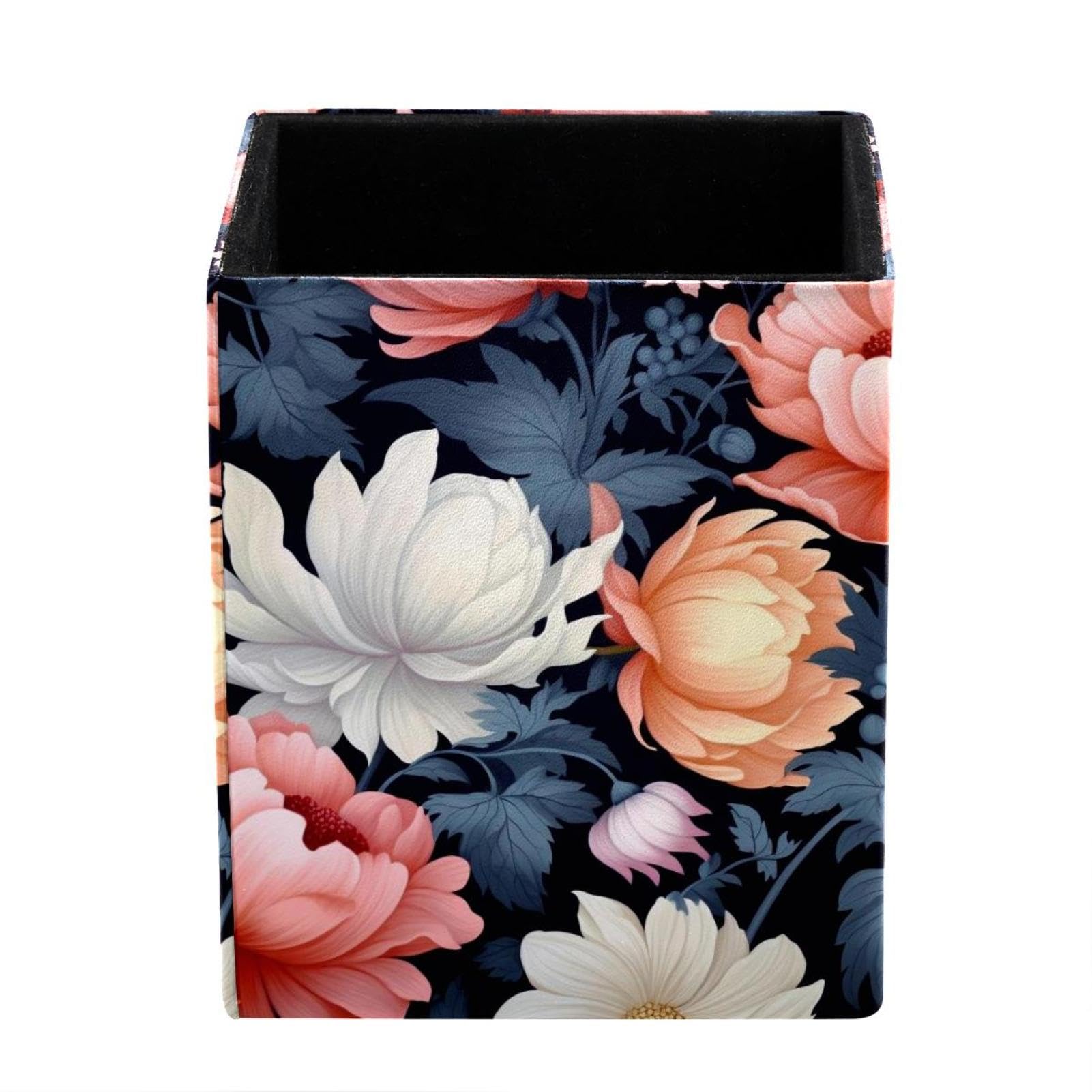 Compact Pen Holder Desktop Organizer - Pretty Makeup and Art Studio Accessories, Beautiful Flowers