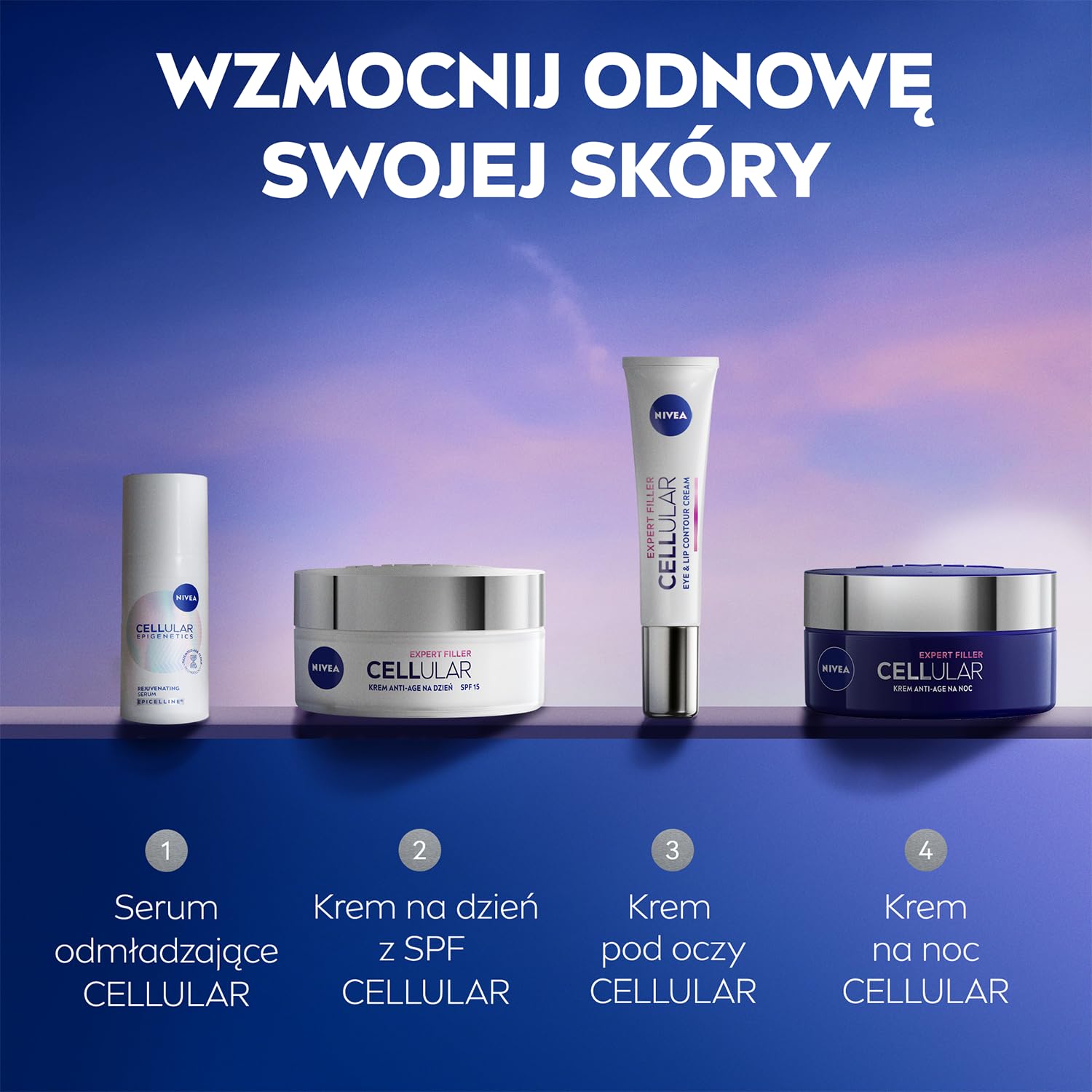 NIVEA CELLULAR Epigenetics Przeciwzmarszczkowe Serum Odmładzające do twarzy na dzień, z kwasem hialuronowym, 15 ml