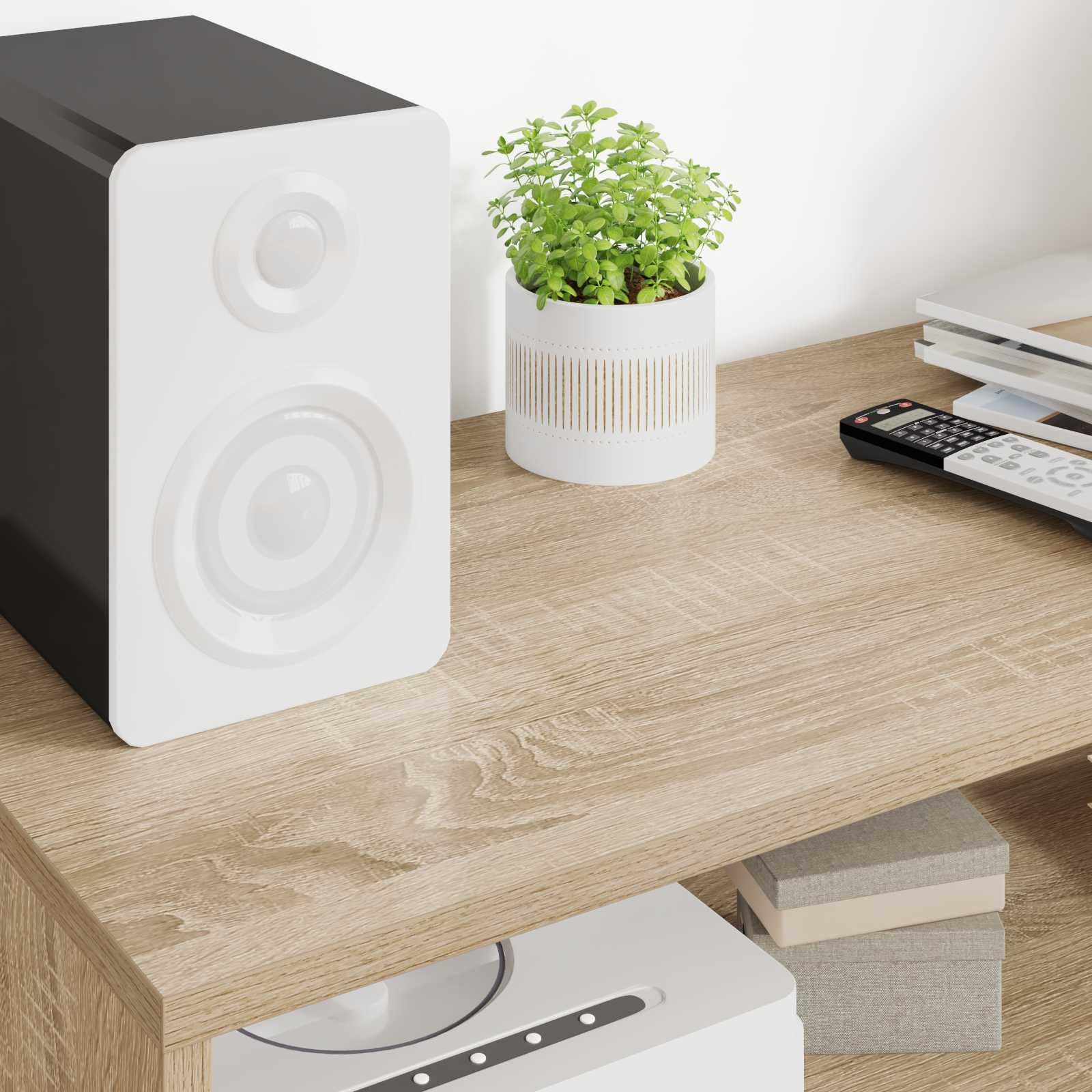 Hothingwell TV-Möbel Eiche Sonoma 100 x 35 x 40 cm Holz Ingenierie | Integrierte Regale, modernes Design, Reinigung mit feuchtem Tuch, für Wohnzimmer