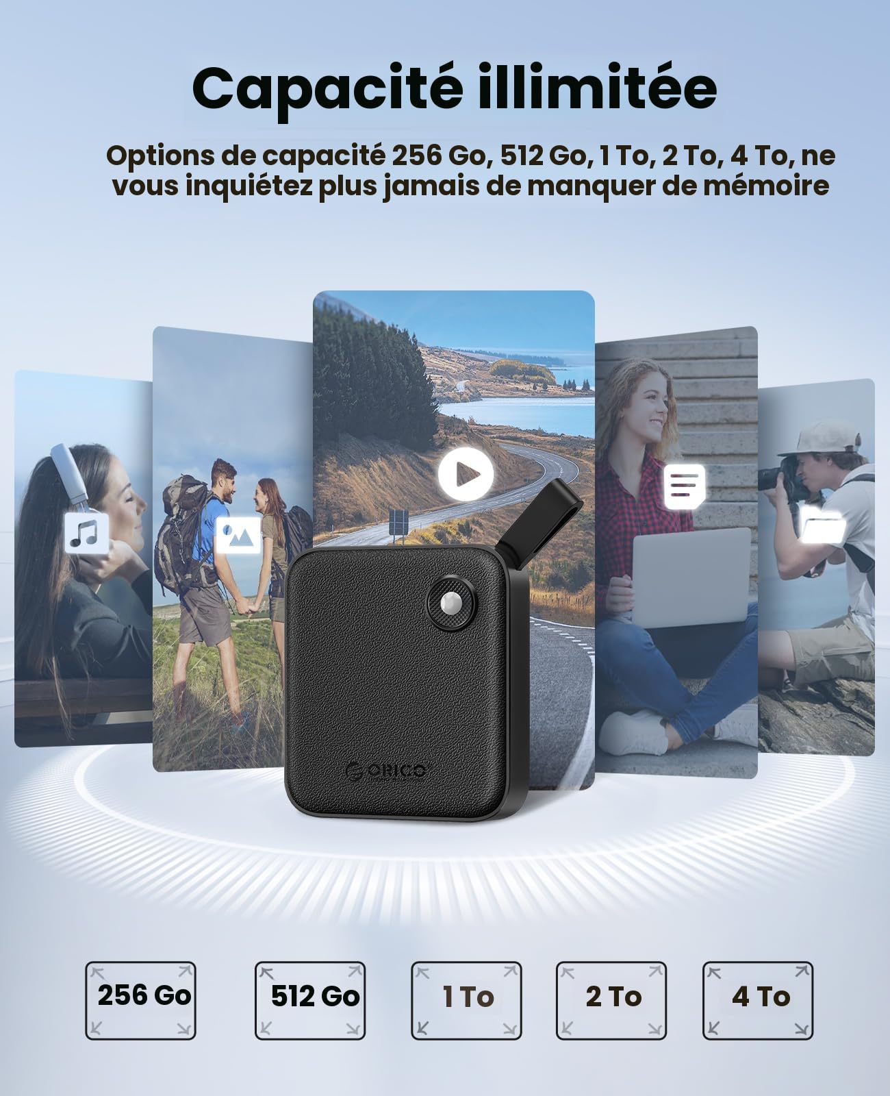 ORICO SSD Portable 256 Go Disque Dur Externe USB-C 460 Mo/s B5PLUS