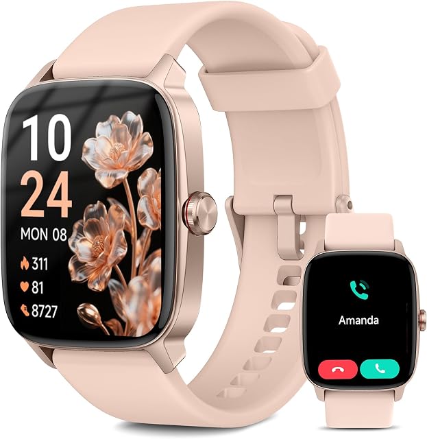 Montres intelligentes pour hommes femmes, avec appel Bluetooth, 1.85" Écran DIY Composez Smartwatch pour Android iPhone. 100+ Modes sportifs, moniteur de rythme cardiaque, AI Tracker de fitness intégré, IP68 imperméable