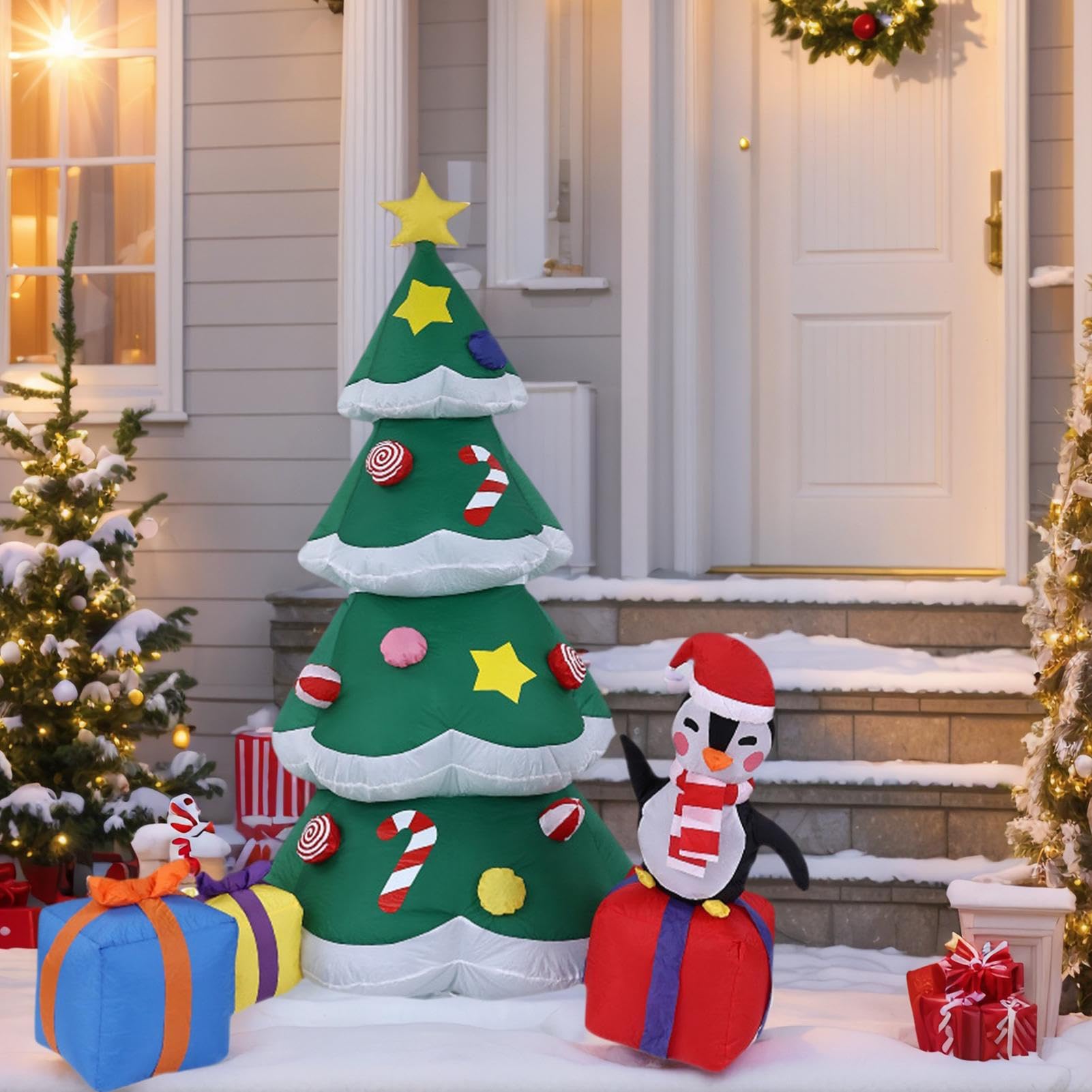 Árboles De Navidad Inflables 1.8m Iluminado para Navideñas Hinchable