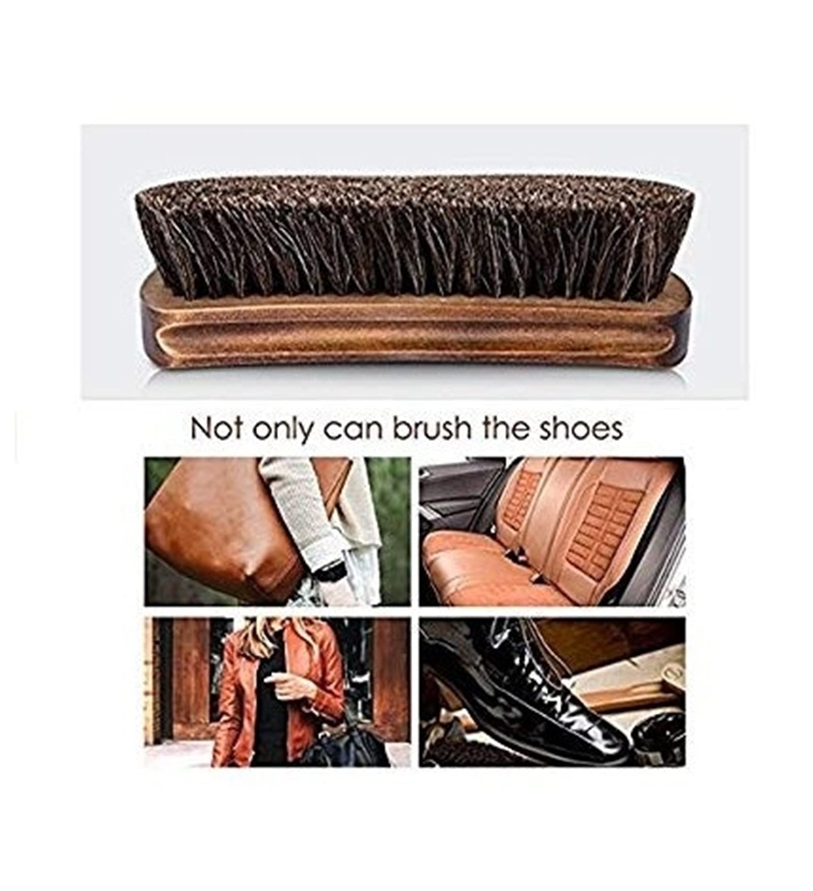 Cepillo para Zapatos, Cepillo para pulir Zapatos de Crin, Cepillo para pulir Mango de Madera con Botas y Zapatos