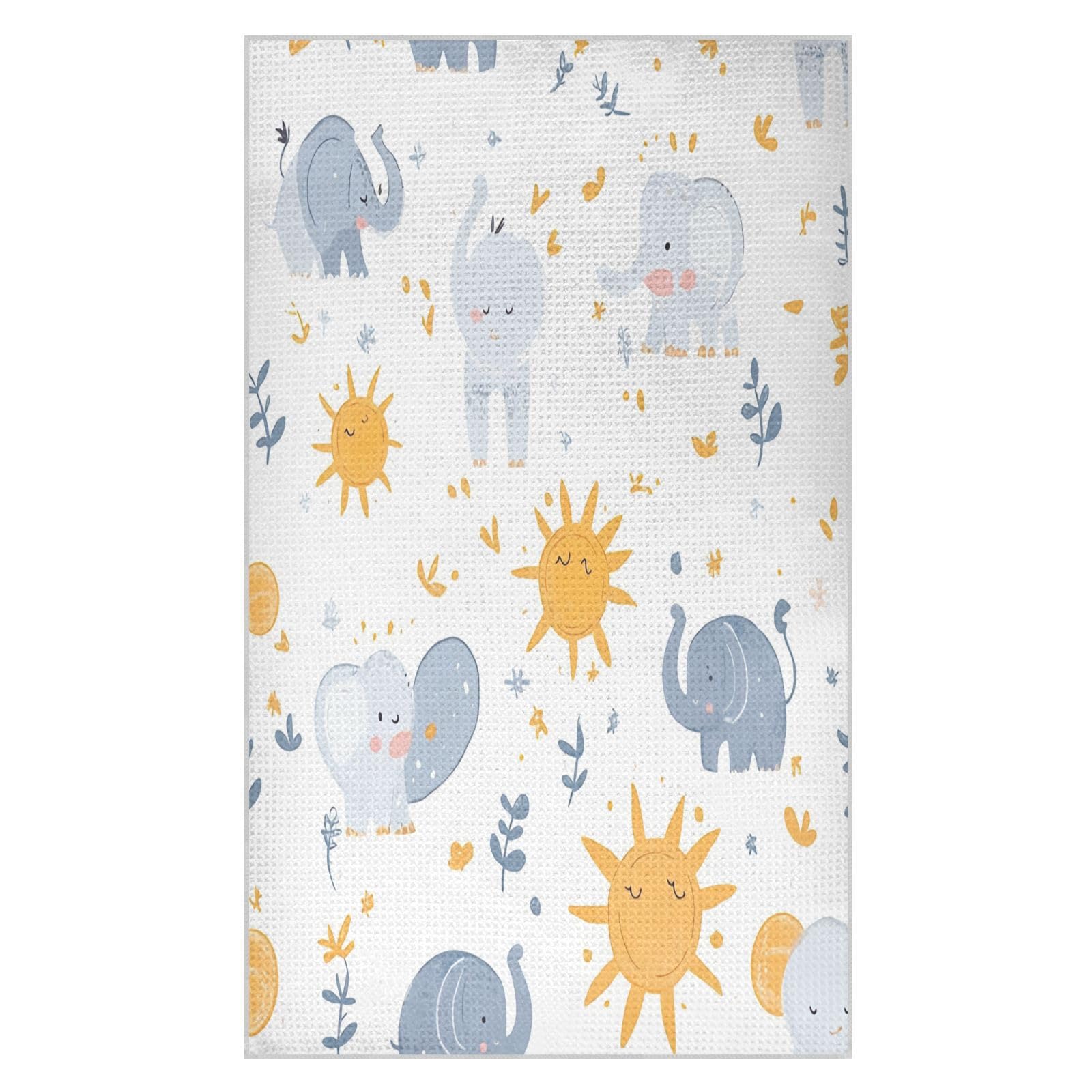 BURSTDDY Cartoon Elephant Kitchen Towels,Absorbent Dish Towels 1 Pack