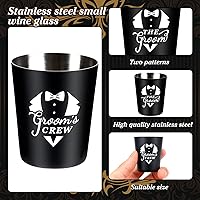 Vista 3 de Paquete de 16 vasos de chupito para padrinos de boda, regalos de despedida de soltero para hombres, juego de vasos de chupito de esmoquin de acero