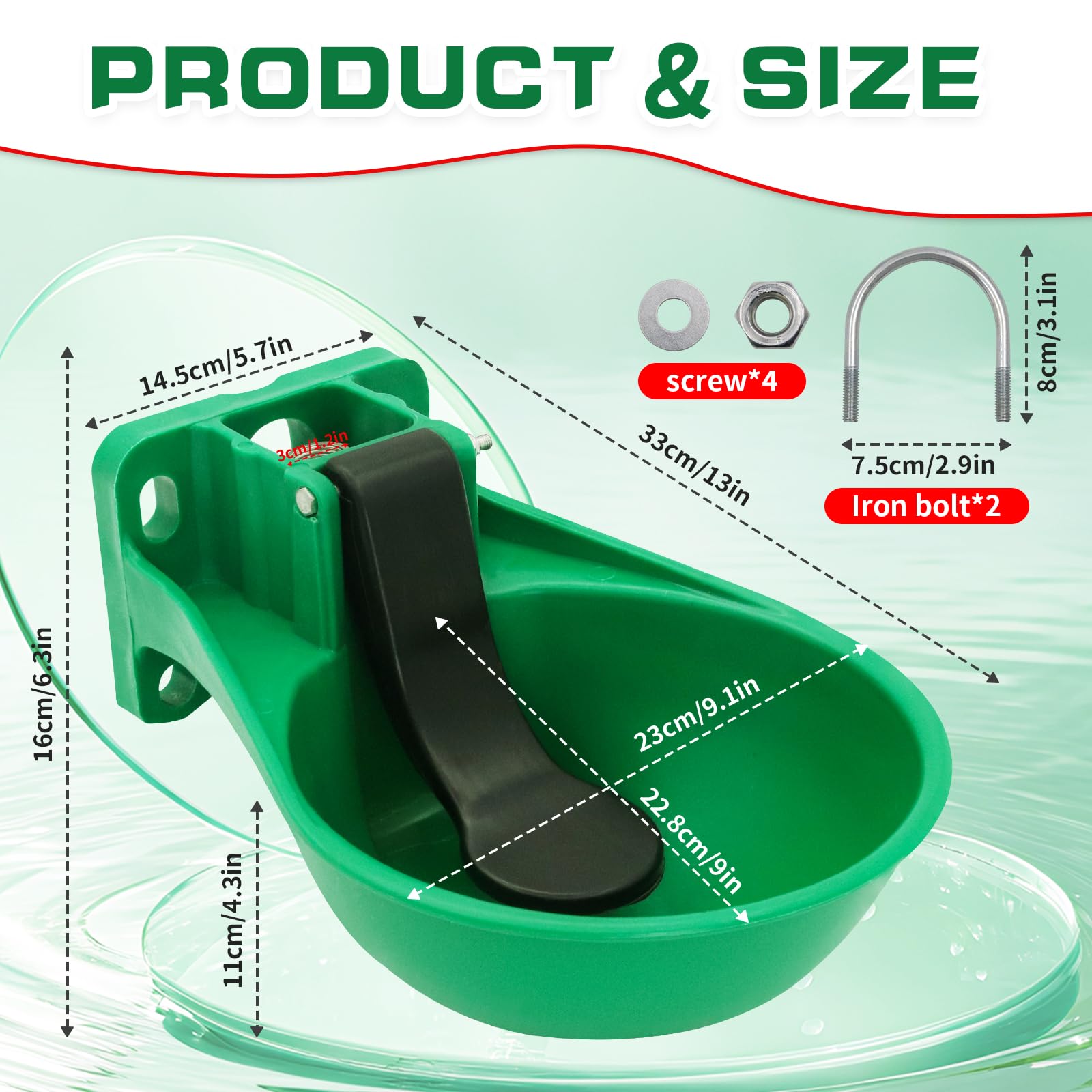 1pcs Automatic Livestock Waterer Bowl Water Trough Outdoor Cow Plastic Sink Horse Sheep Cattle Drinking Bowl?Green?
