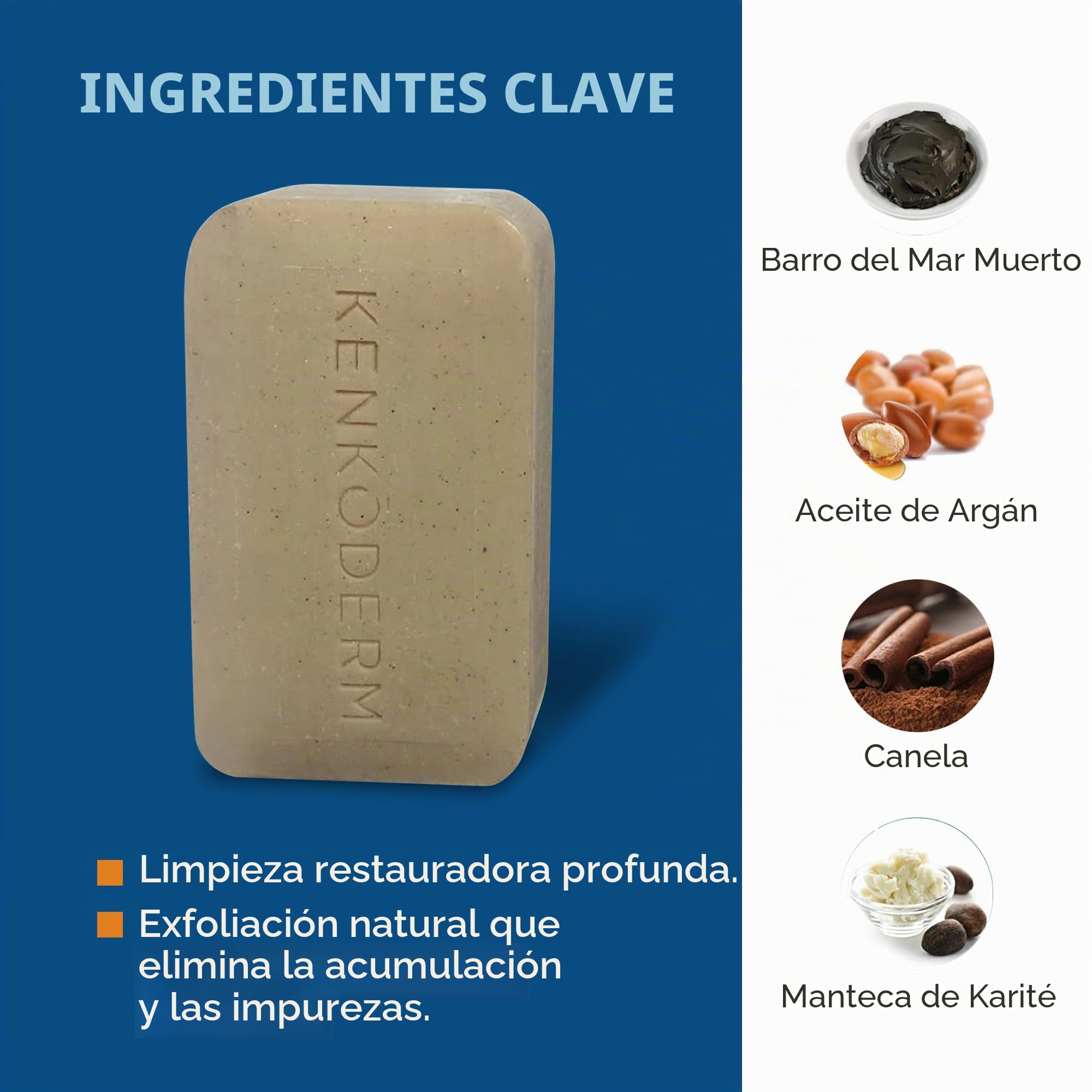Kenkoderm Psoriasis - Jabón de barro del Mar Muerto con aceite de argán y manteca de karité, 4 unidades